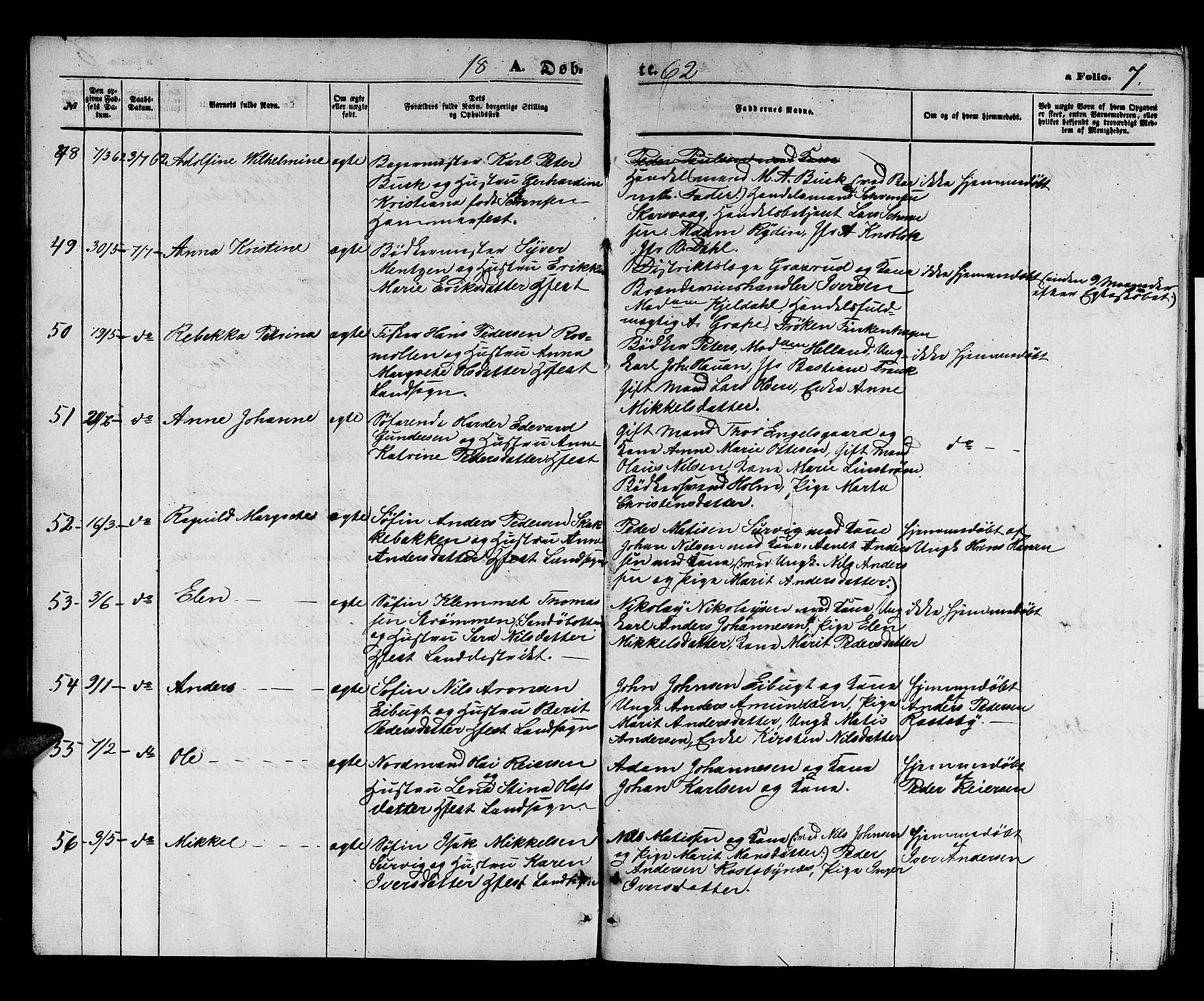Hammerfest sokneprestkontor, AV/SATØ-S-1347/H/Hb/L0003.klokk: Parish register (copy) no. 3 /1, 1862-1868, p. 7