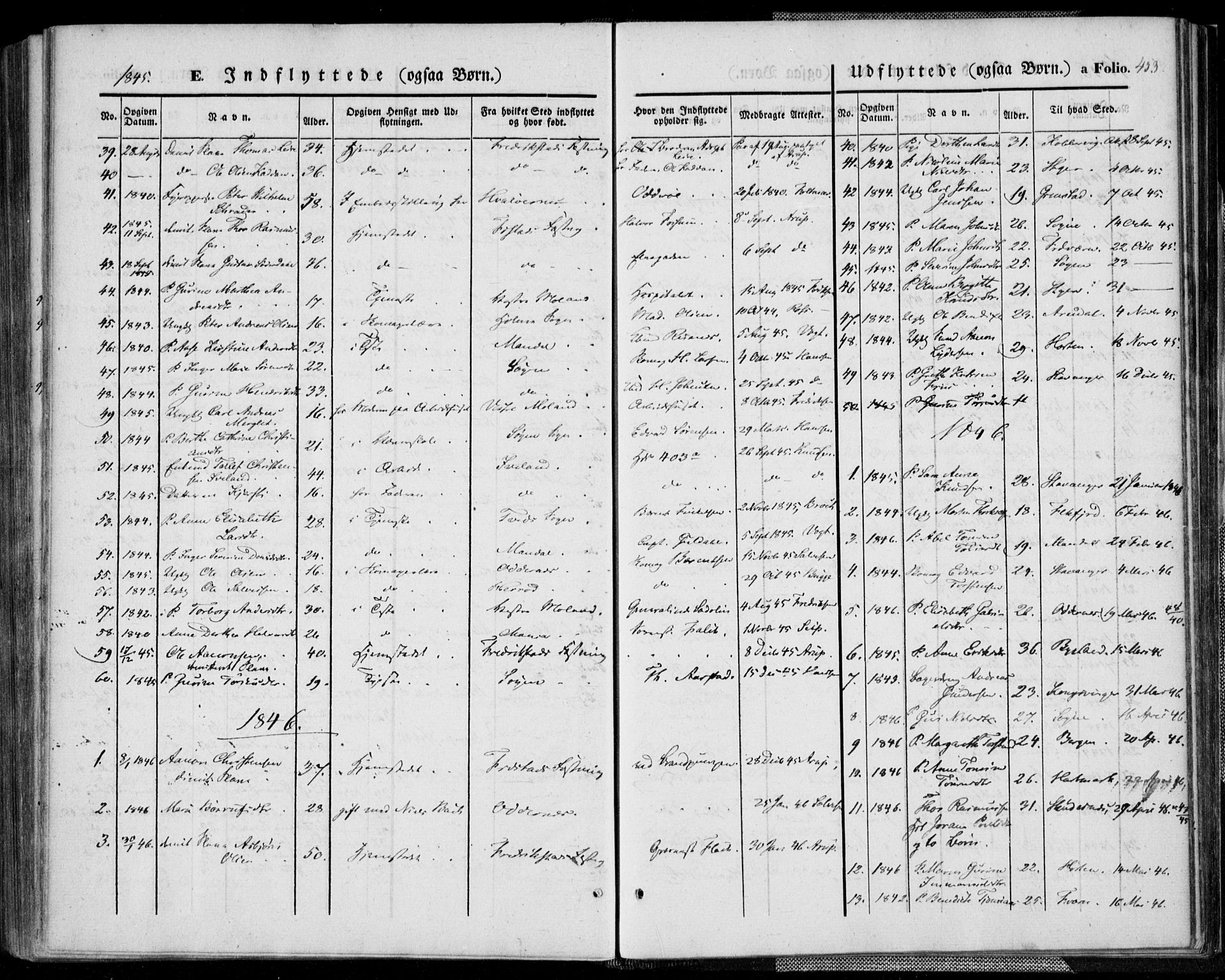 Kristiansand domprosti, SAK/1112-0006/F/Fa/L0013: Parish register (official) no. A 13, 1842-1851, p. 453
