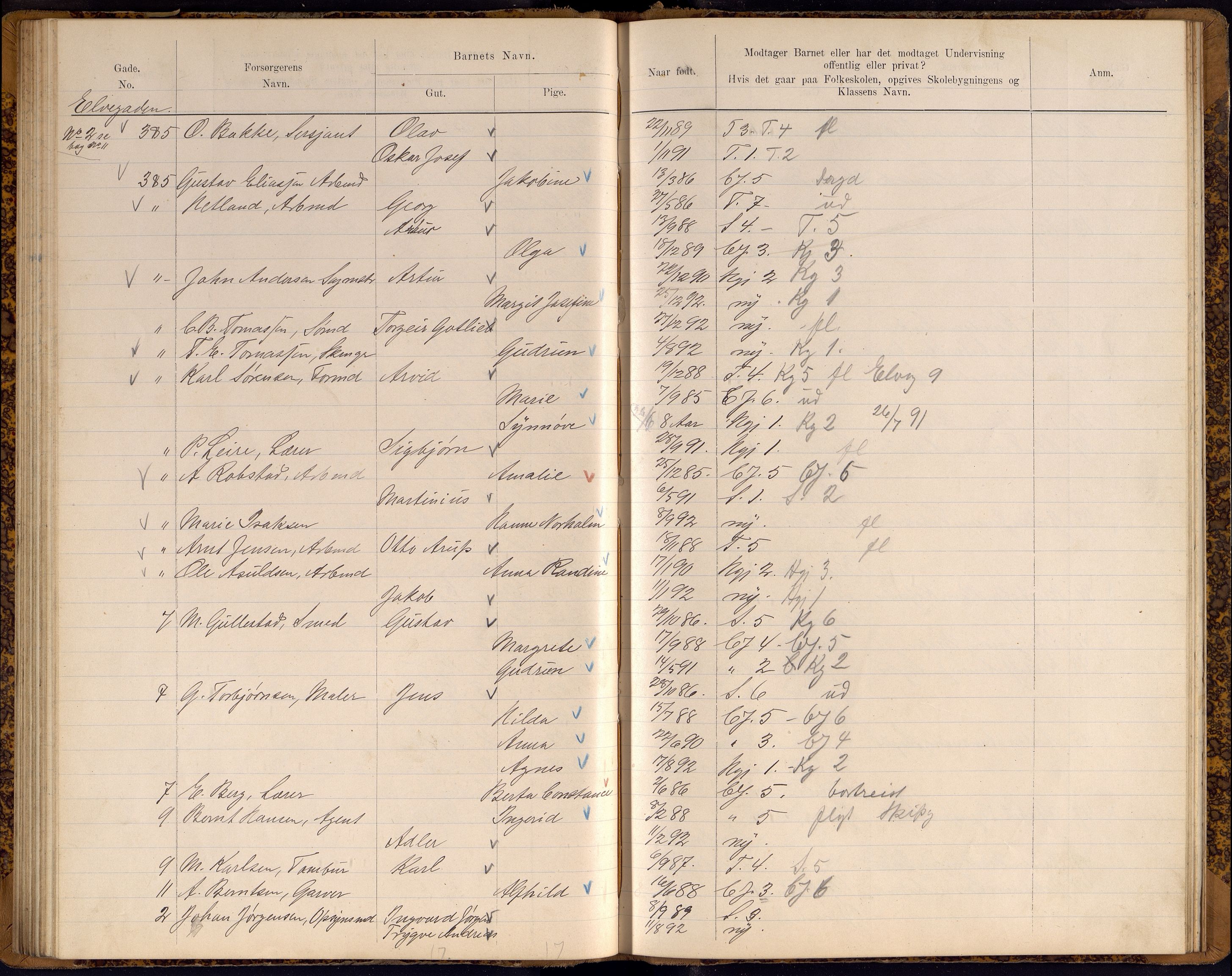 Kristiansand By - Skolekommisjonen/ -Styret, ARKSOR/1001KG510/J/Jb/L0009: Barnetelling, 1899