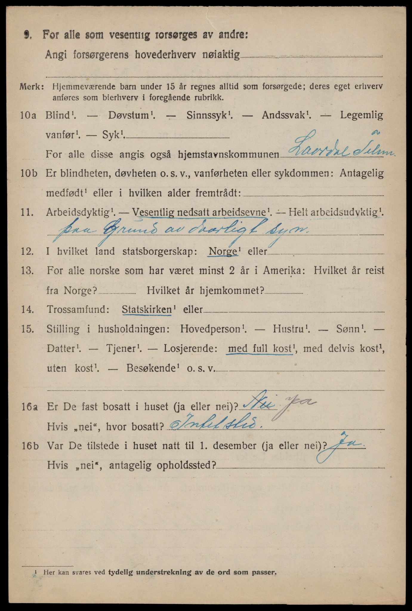 SAKO, 1920 census for Rauland, 1920, p. 2089