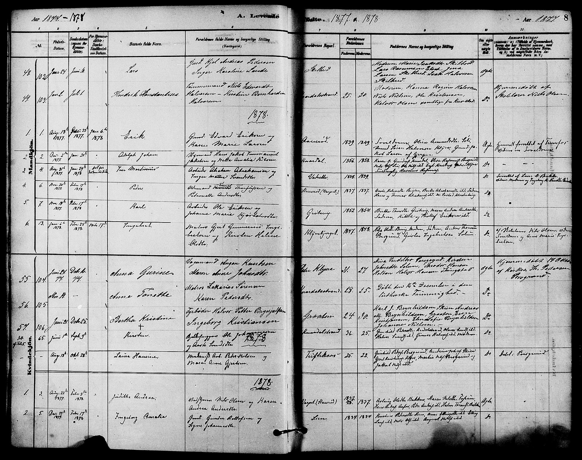 Solum kirkebøker, AV/SAKO-A-306/F/Fa/L0009: Parish register (official) no. I 9, 1877-1887, p. 8