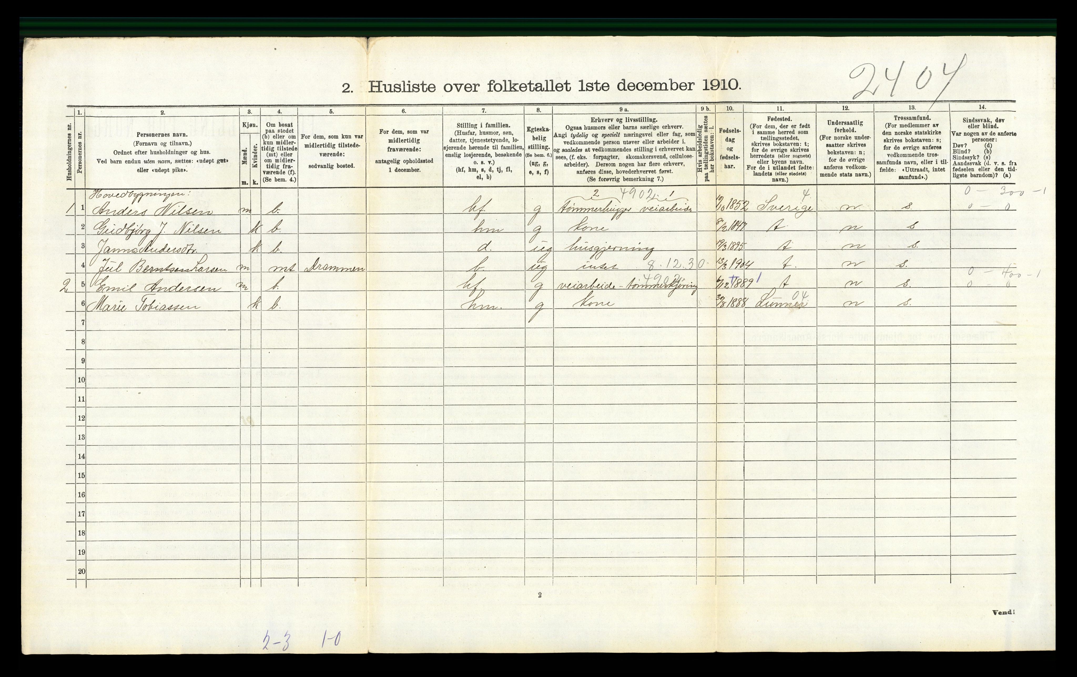 RA, 1910 census for Jevnaker, 1910, p. 1002