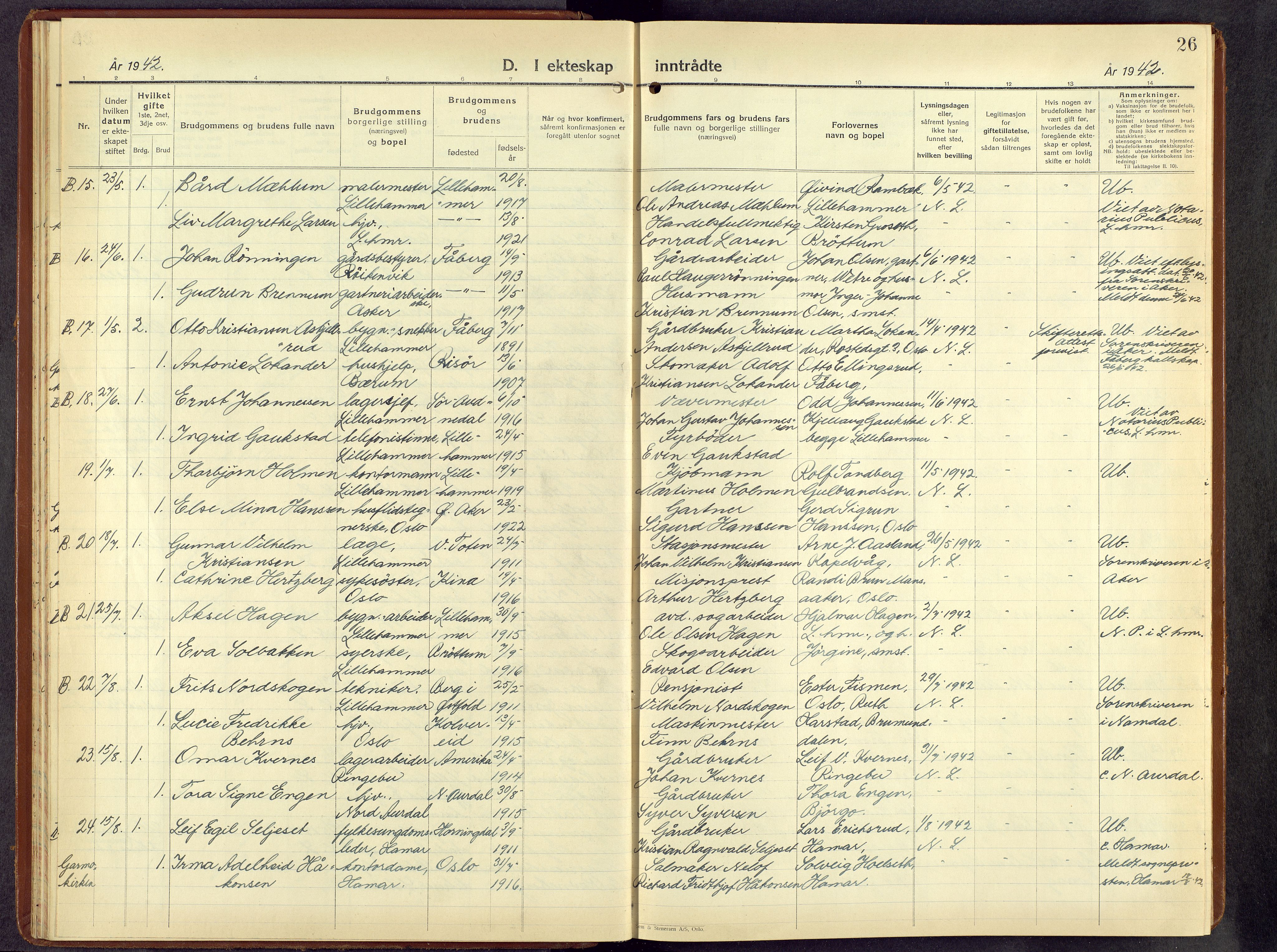 Lillehammer prestekontor, AV/SAH-PREST-088/H/Ha/Hab/L0004: Parish register (copy) no. 4, 1940-1955, p. 26