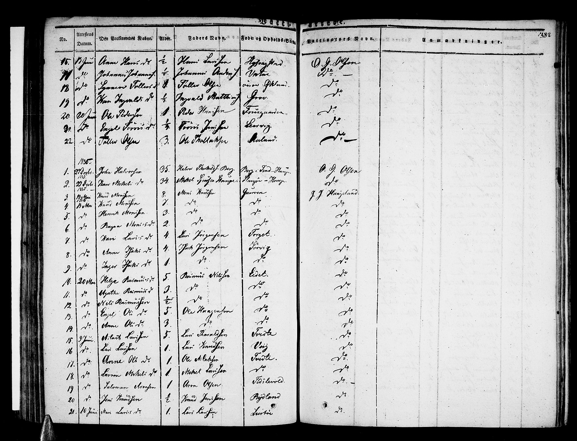 Stord sokneprestembete, SAB/A-78201/H/Haa: Parish register (official) no. A 6, 1826-1840, p. 382