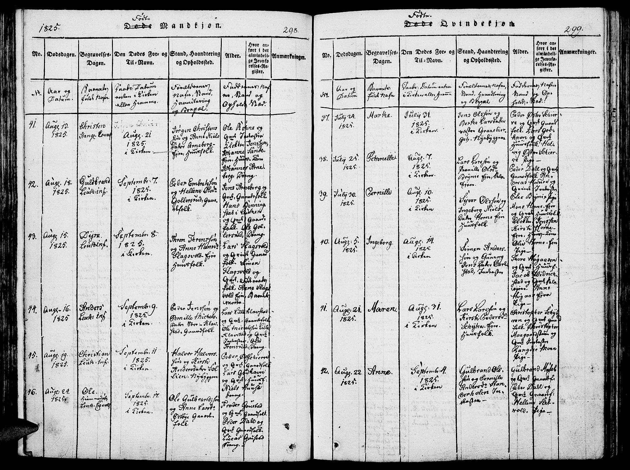 Romedal prestekontor, SAH/PREST-004/K/L0002: Parish register (official) no. 2, 1814-1828, p. 298-299