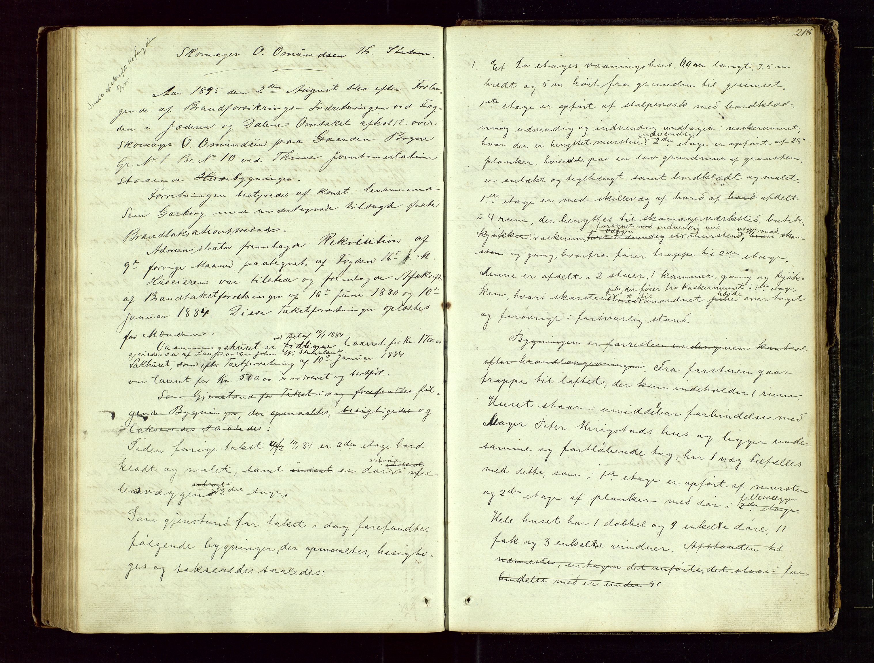 Time lensmannskontor, SAST/A-100420/Goa/L0001: "Brandtaxations-Protocol for Houglands Thinglaug", 1846-1904, p. 217b-218a