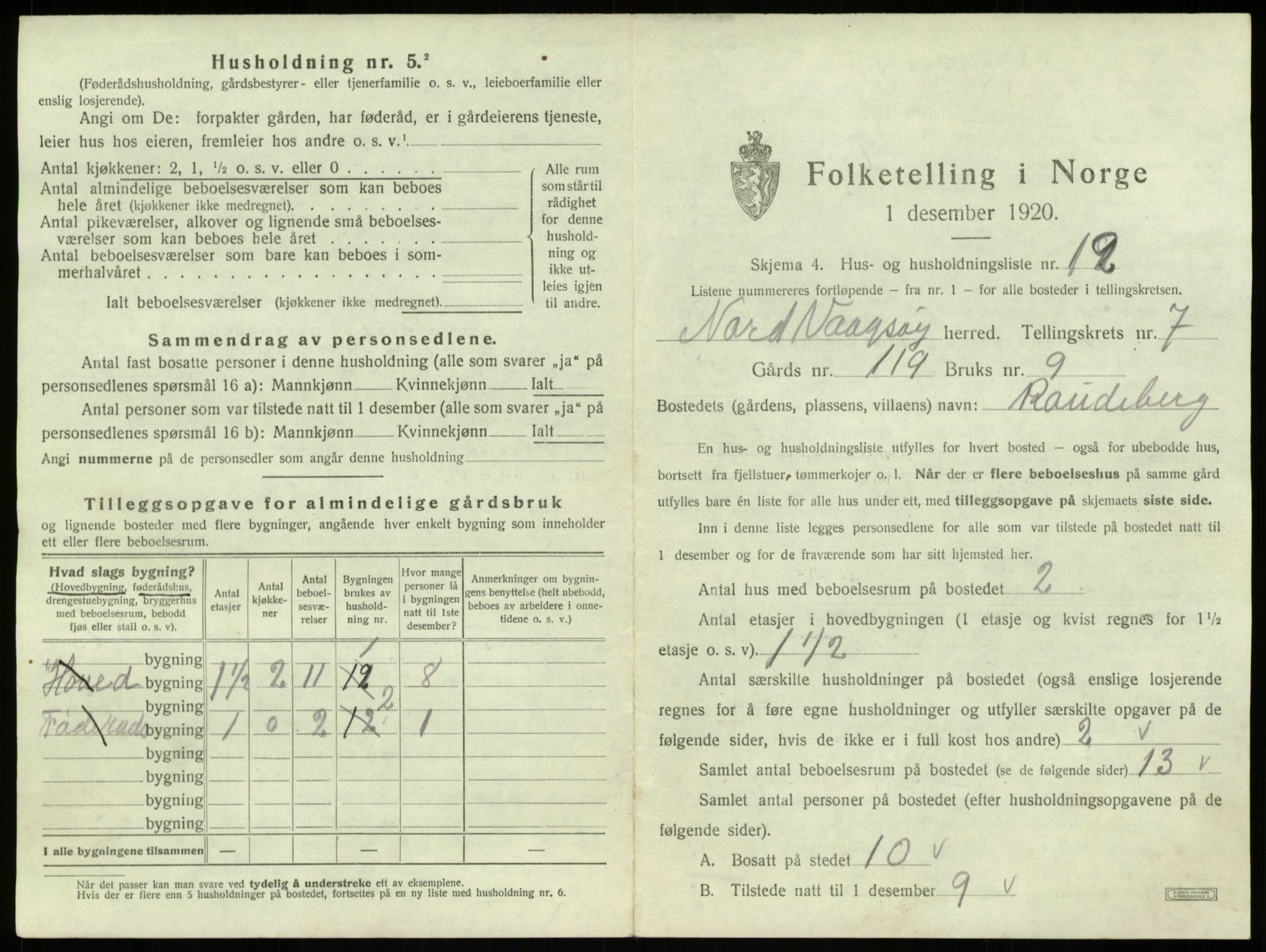 SAB, 1920 census for Nord-Vågsøy, 1920, p. 368