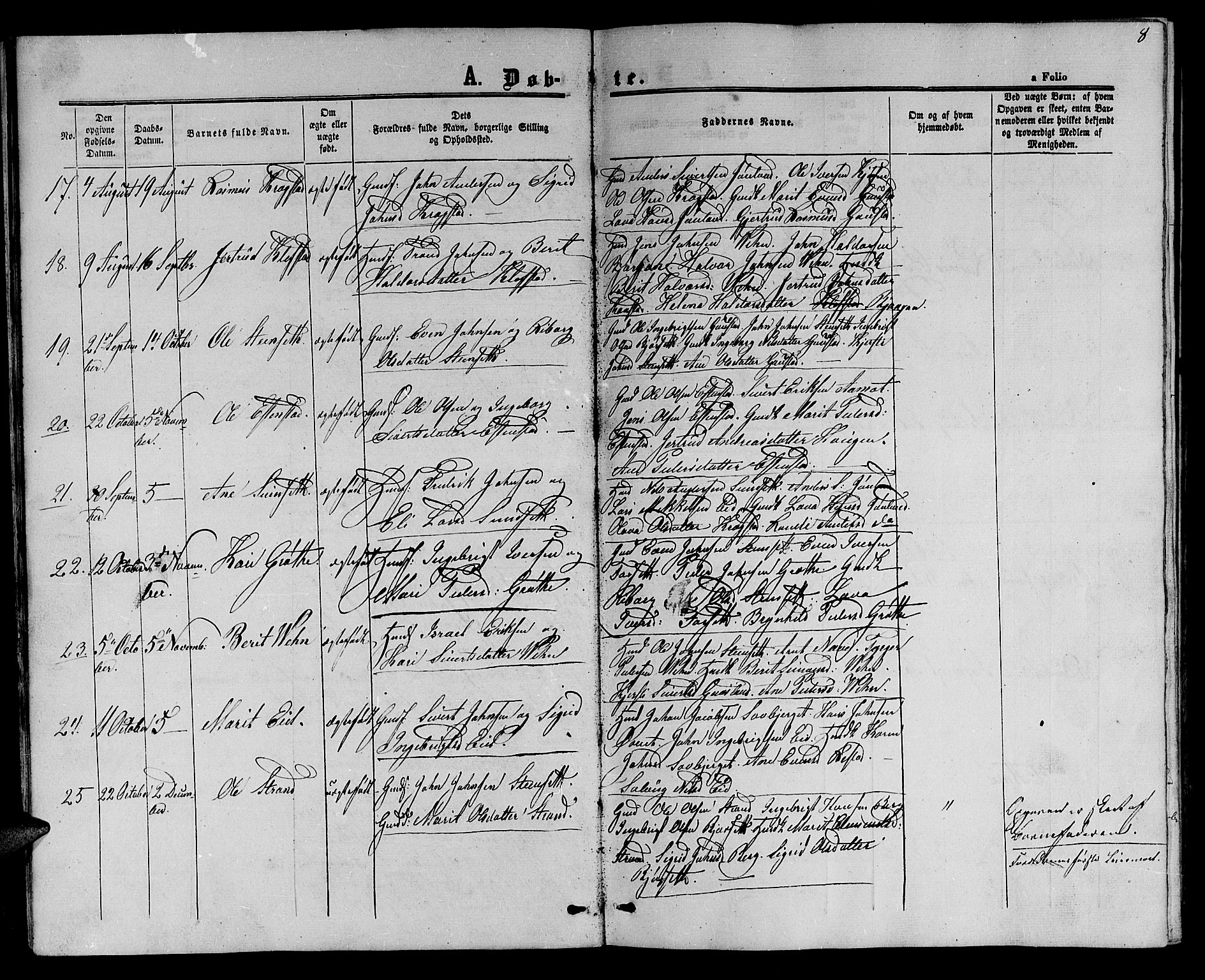 Ministerialprotokoller, klokkerbøker og fødselsregistre - Sør-Trøndelag, SAT/A-1456/694/L1131: Parish register (copy) no. 694C03, 1858-1886, p. 8