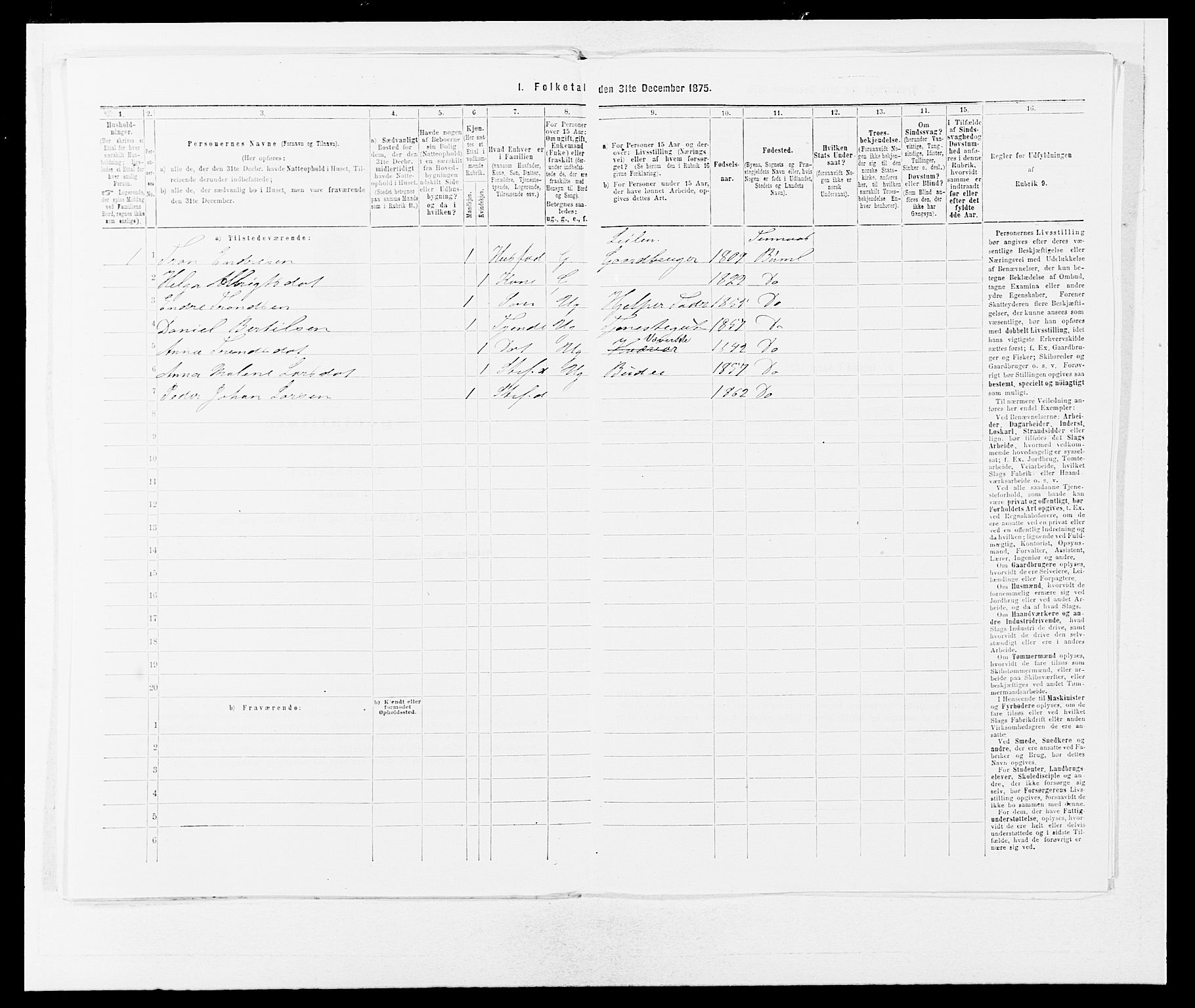 SAB, 1875 census for 1218P Finnås, 1875, p. 629