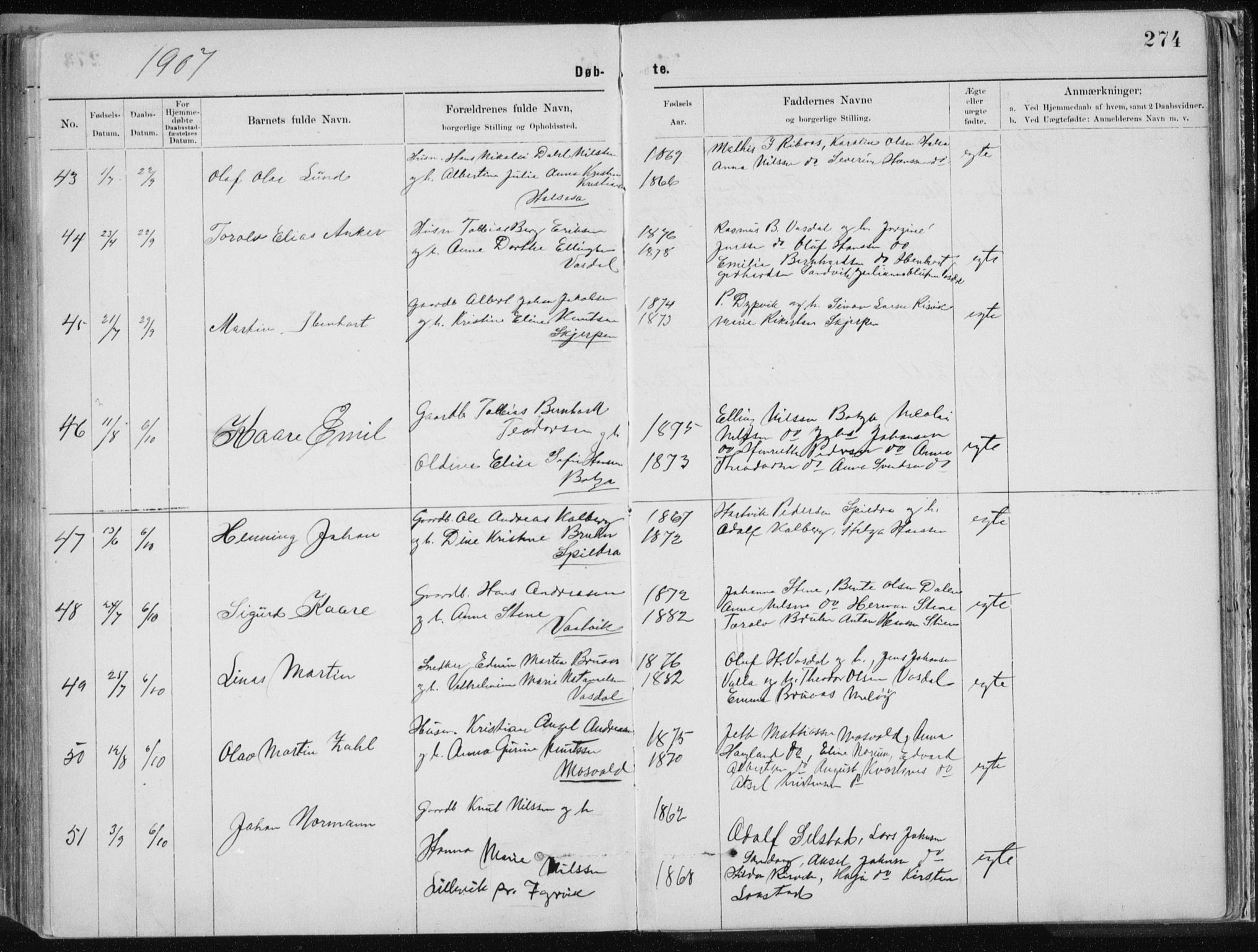 Ministerialprotokoller, klokkerbøker og fødselsregistre - Nordland, AV/SAT-A-1459/843/L0636: Parish register (copy) no. 843C05, 1884-1909, p. 274