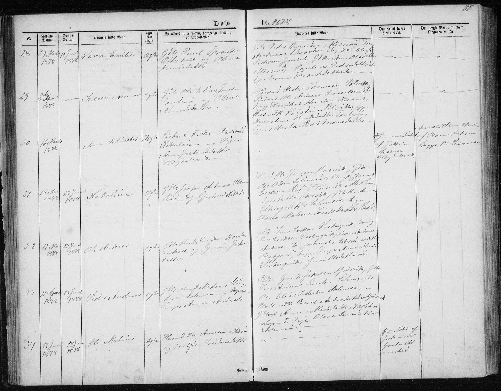 Ministerialprotokoller, klokkerbøker og fødselsregistre - Møre og Romsdal, AV/SAT-A-1454/560/L0724: Parish register (copy) no. 560C01, 1867-1892, p. 80