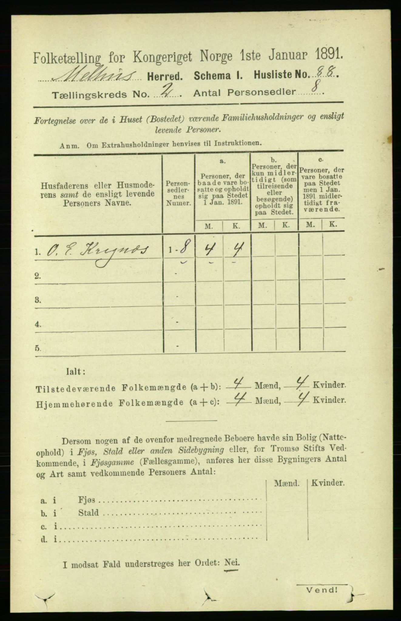 RA, 1891 census for 1653 Melhus, 1891, p. 725