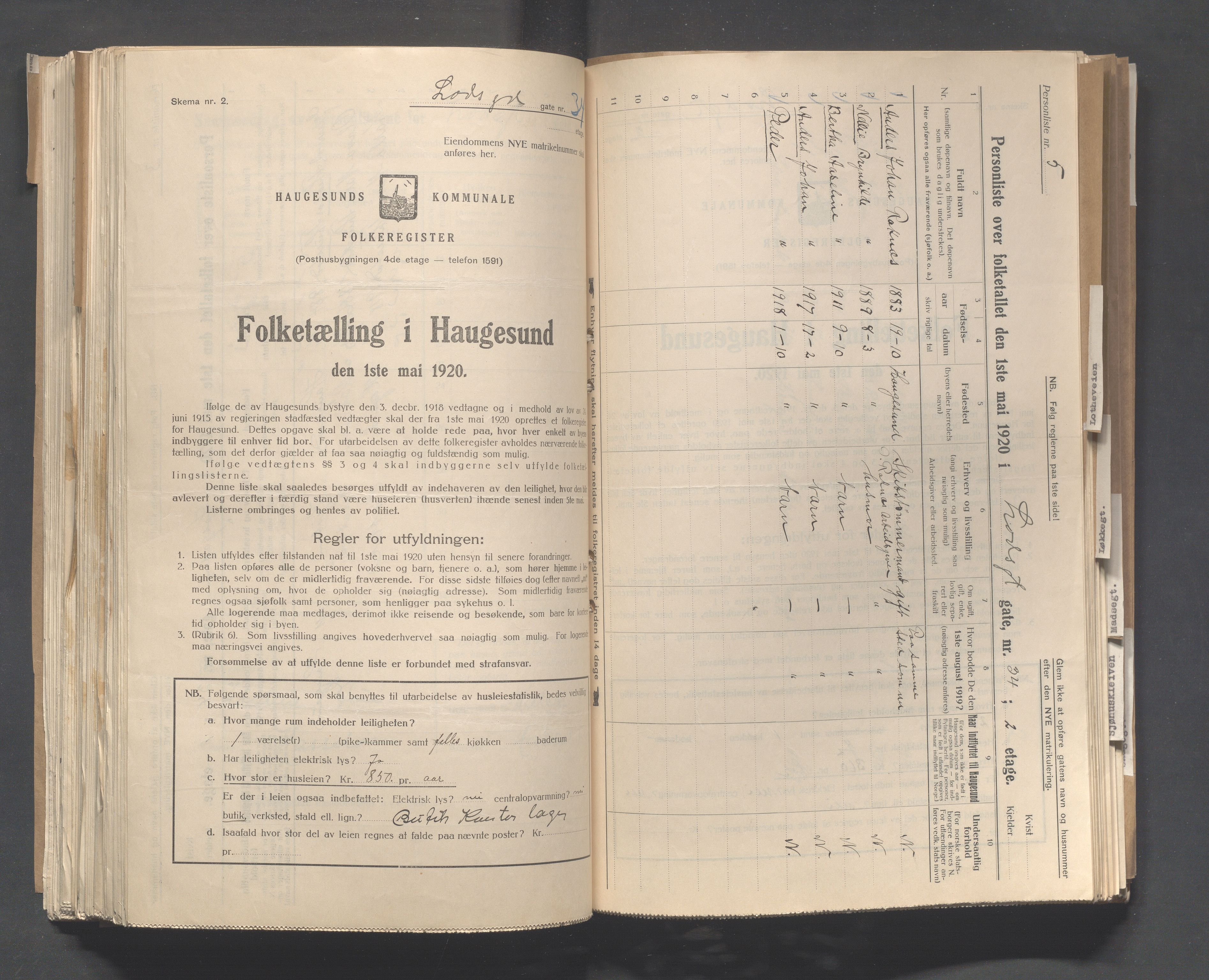 IKAR, Local census 1.5.1920 for Haugesund, 1920, p. 6180