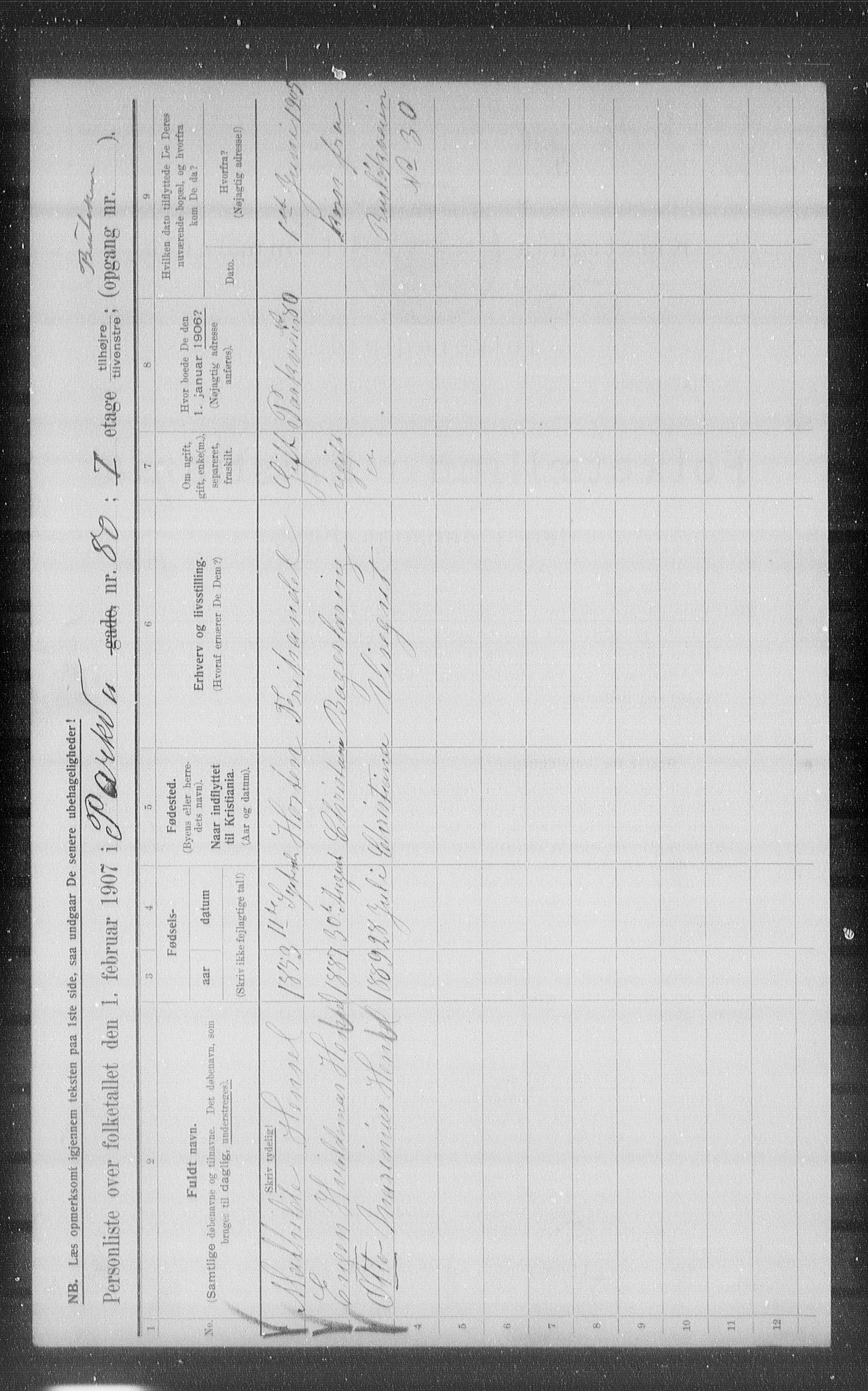 OBA, Municipal Census 1907 for Kristiania, 1907, p. 40200