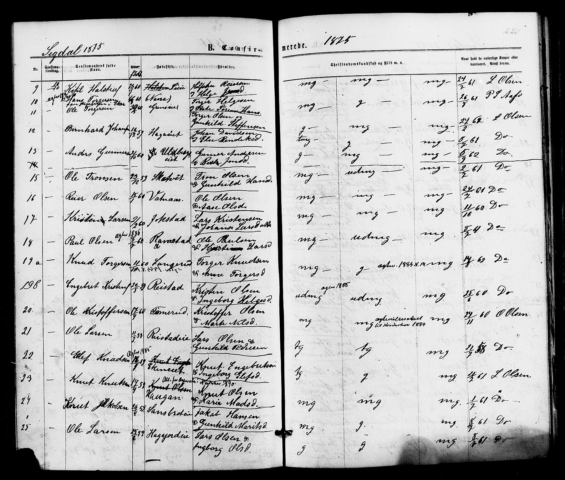 Sigdal kirkebøker, SAKO/A-245/F/Fa/L0010: Parish register (official) no. I 10 /1, 1872-1878, p. 221
