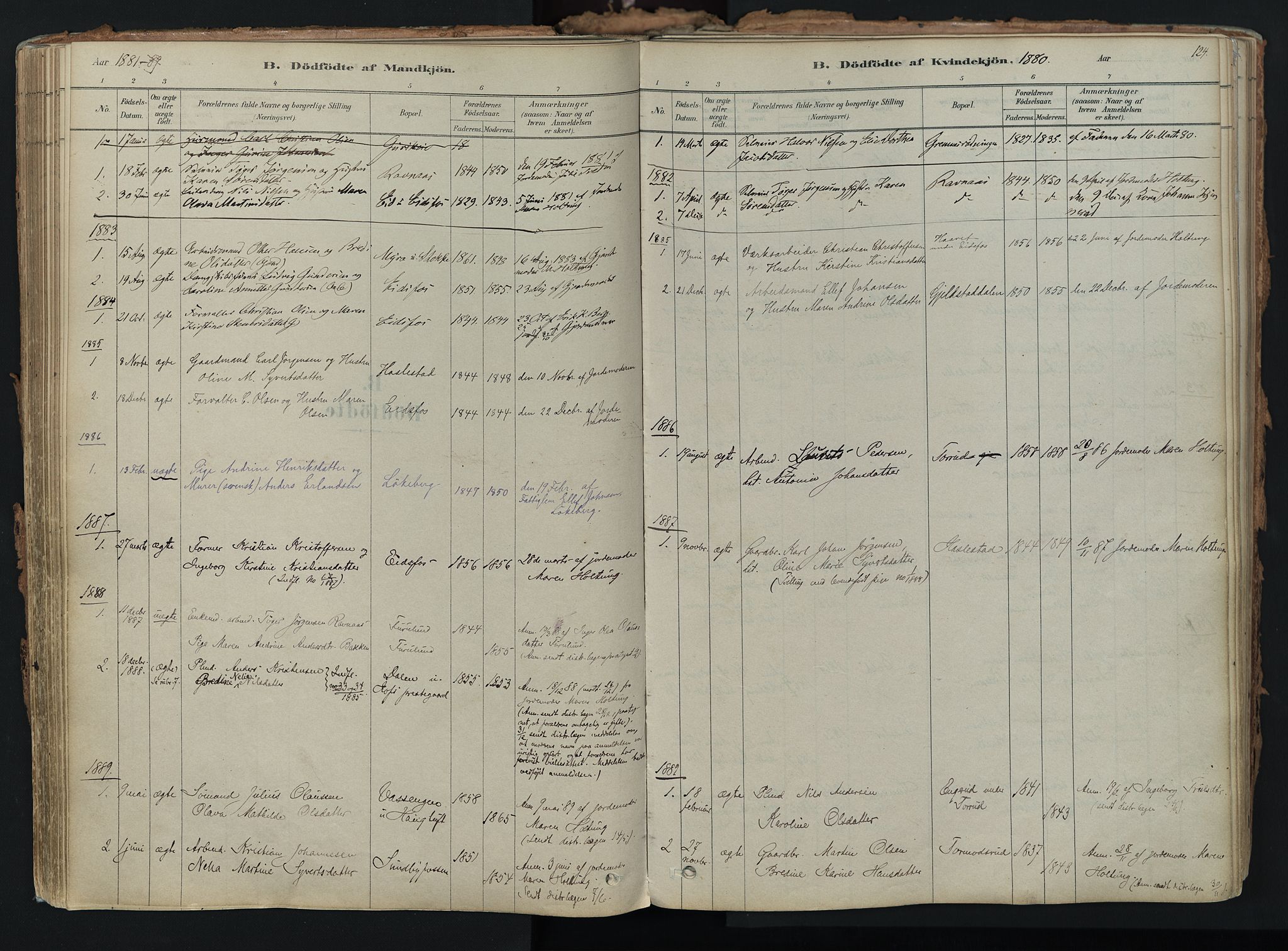 Hof kirkebøker, SAKO/A-64/F/Fa/L0007: Parish register (official) no. I 7, 1878-1940, p. 124