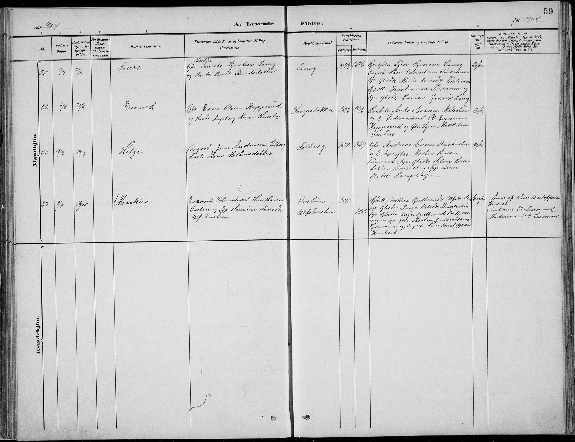 Nordre Land prestekontor, SAH/PREST-124/H/Ha/Hab/L0013: Parish register (copy) no. 13, 1891-1904, p. 59