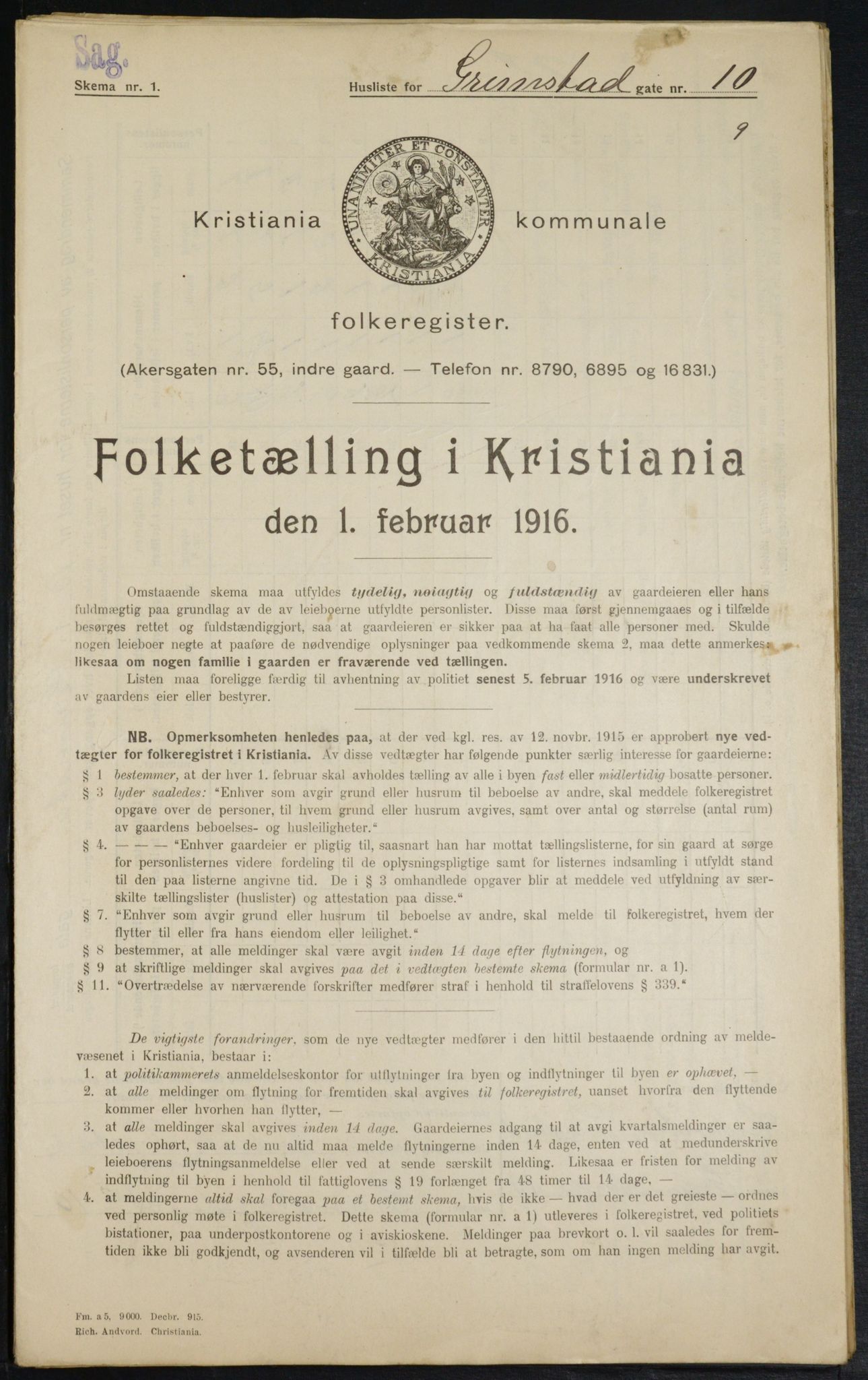 OBA, Municipal Census 1916 for Kristiania, 1916, p. 30524