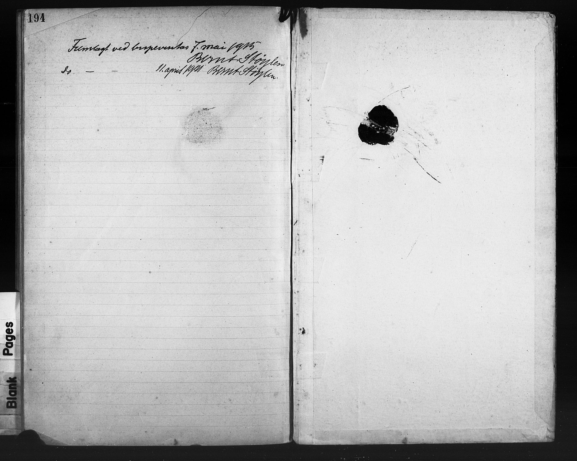 Hjelmeland sokneprestkontor, SAST/A-101843/01/V/L0009: Parish register (copy) no. B 9, 1909-1921, p. 194