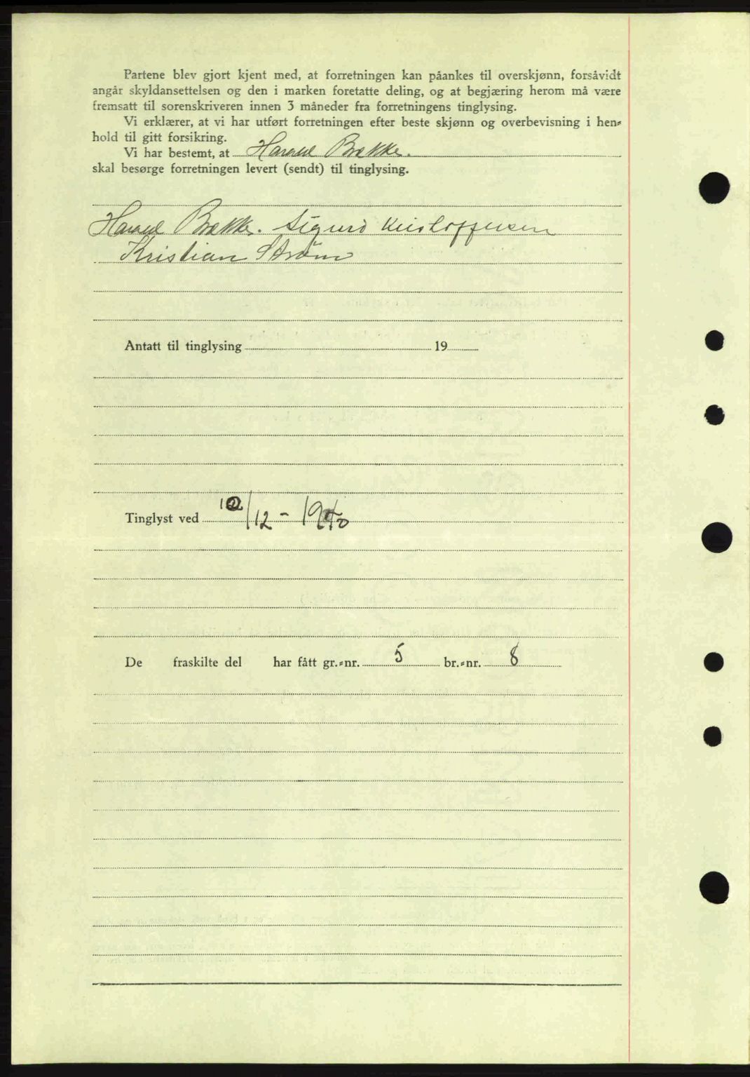 Idd og Marker sorenskriveri, AV/SAO-A-10283/G/Gb/Gbb/L0004: Mortgage book no. A4, 1940-1941, Diary no: : 1249/1940