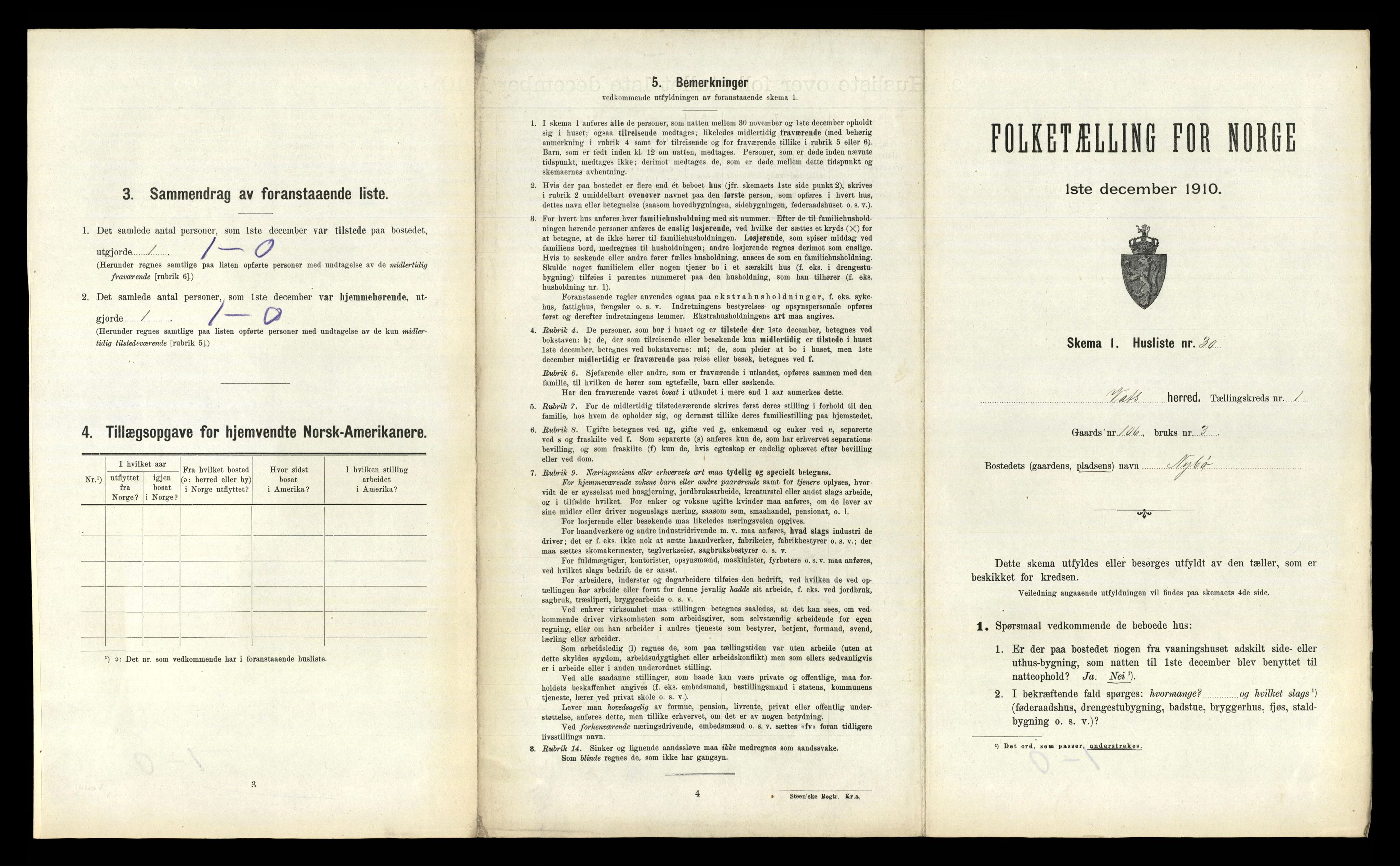 RA, 1910 census for Vats, 1910, p. 86