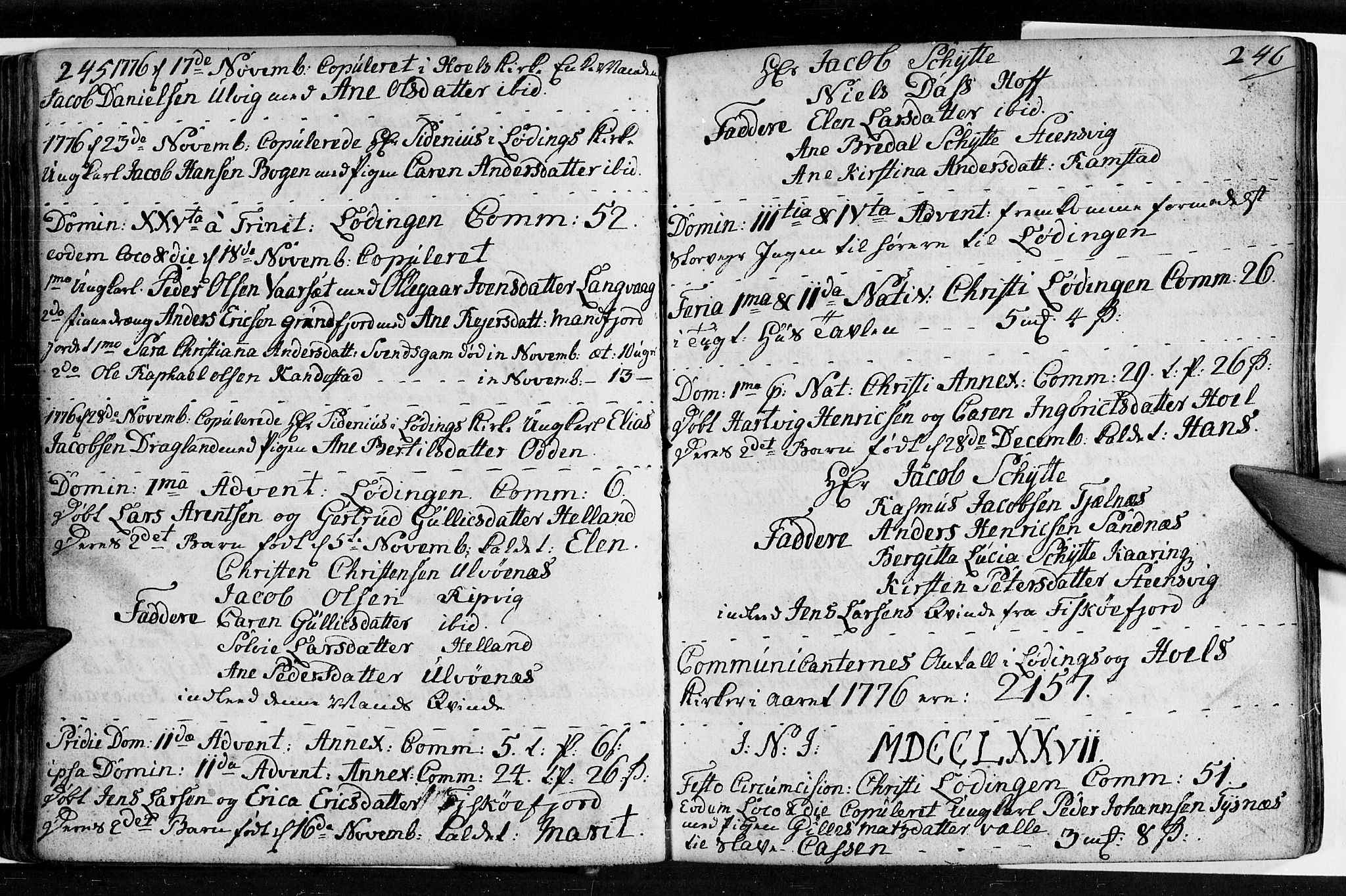 Ministerialprotokoller, klokkerbøker og fødselsregistre - Nordland, SAT/A-1459/872/L1029: Parish register (official) no. 872A04, 1765-1787, p. 245-246