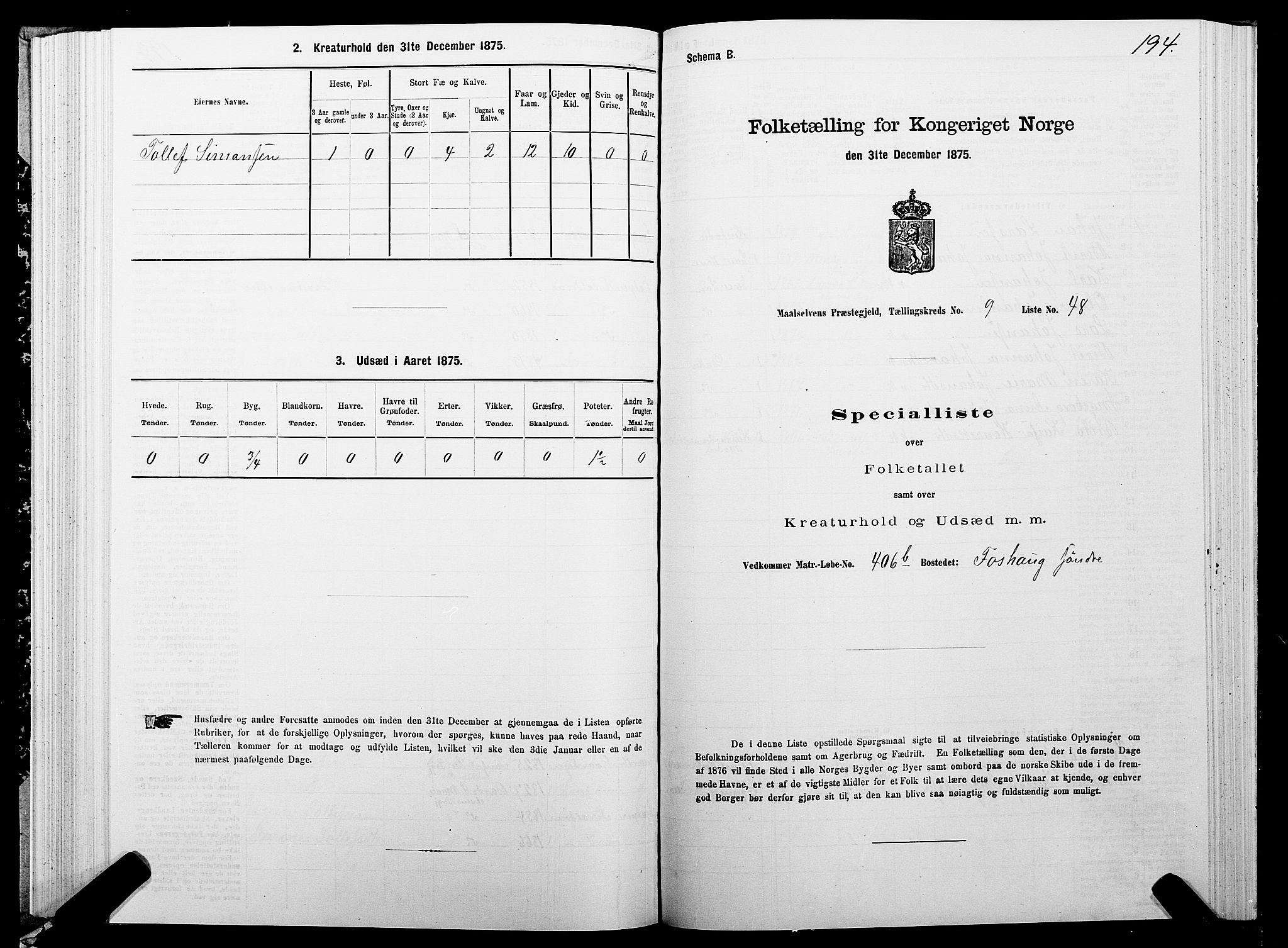 SATØ, 1875 census for 1924P Målselv, 1875, p. 4194