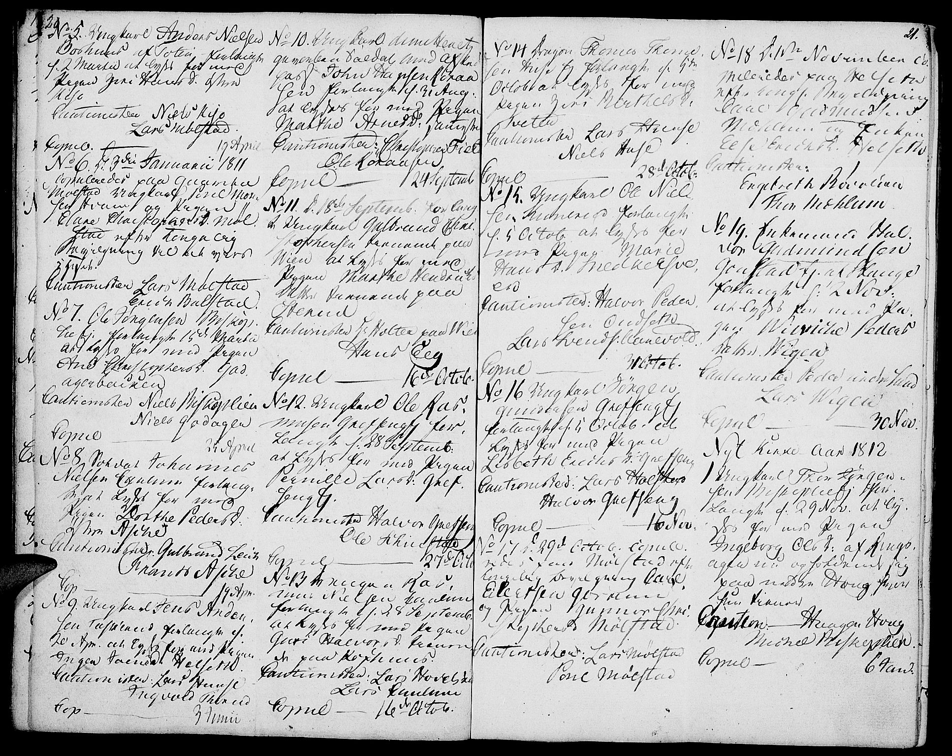 Nes prestekontor, Hedmark, AV/SAH-PREST-020/K/Ka/L0001: Parish register (official) no. 1, 1802-1814, p. 20-21