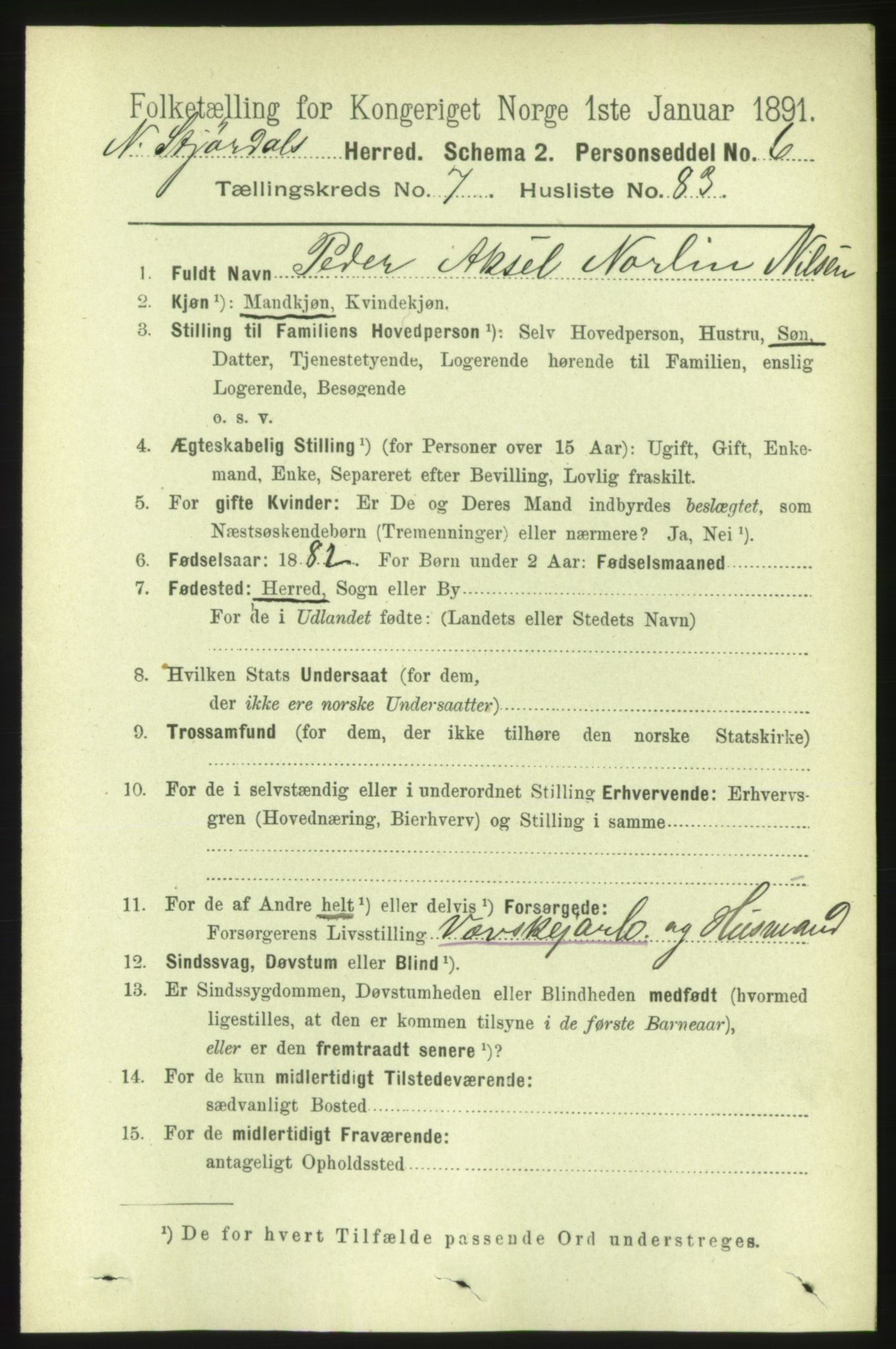 RA, 1891 census for 1714 Nedre Stjørdal, 1891, p. 3473