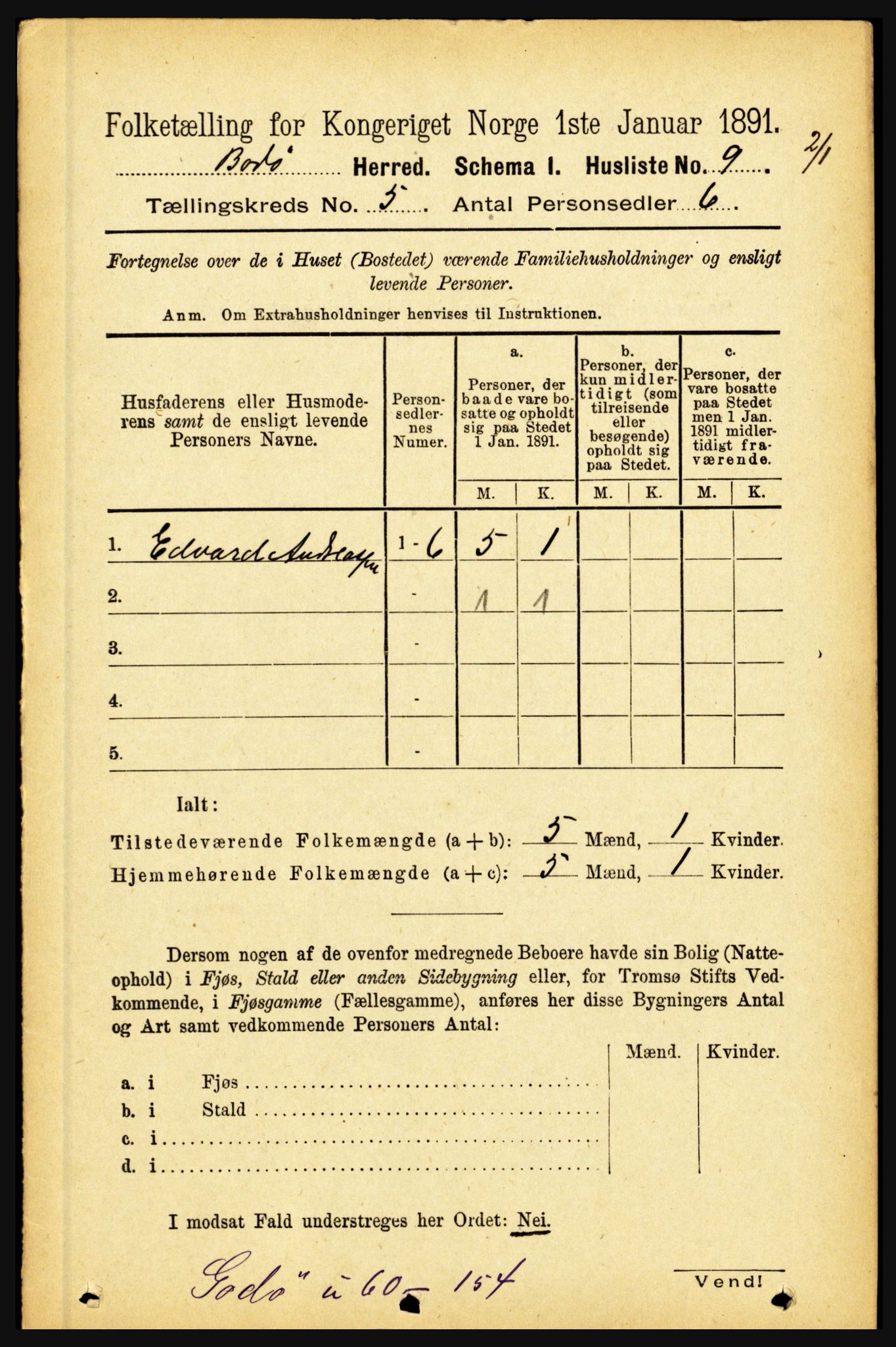 RA, 1891 census for 1843 Bodø, 1891, p. 3038