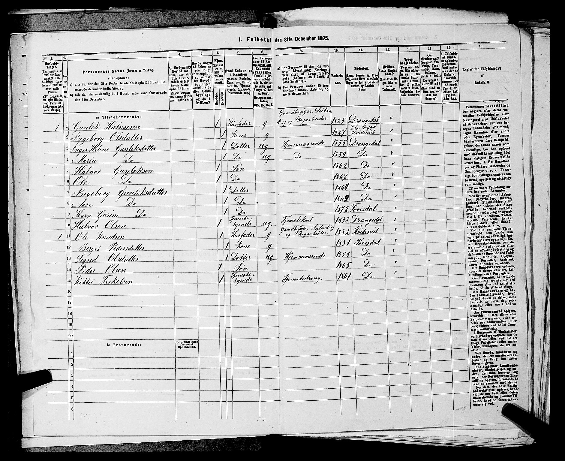 SAKO, 1875 census for 0817P Drangedal, 1875, p. 866