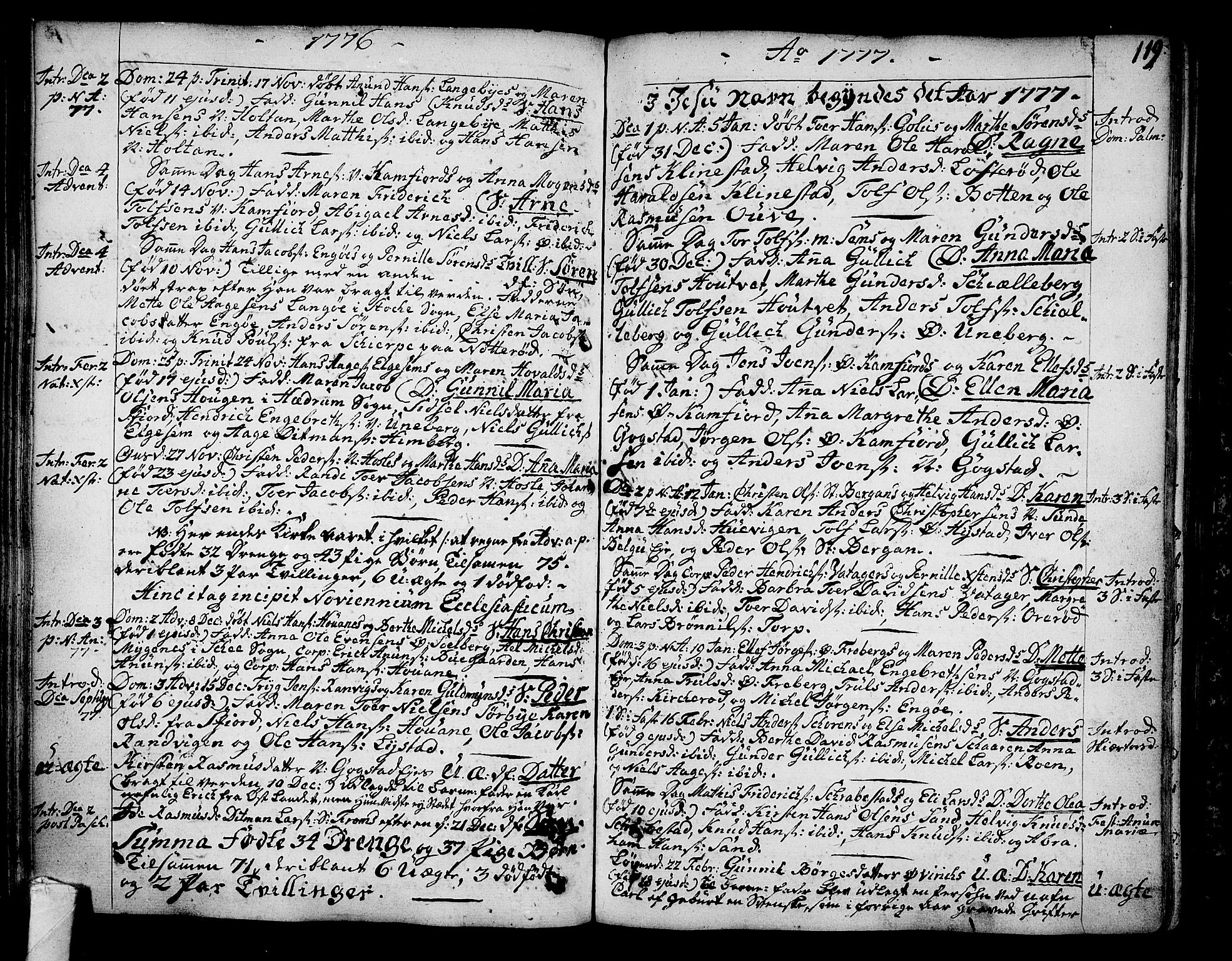 Sandar kirkebøker, SAKO/A-243/F/Fa/L0002: Parish register (official) no. 2, 1733-1788, p. 119