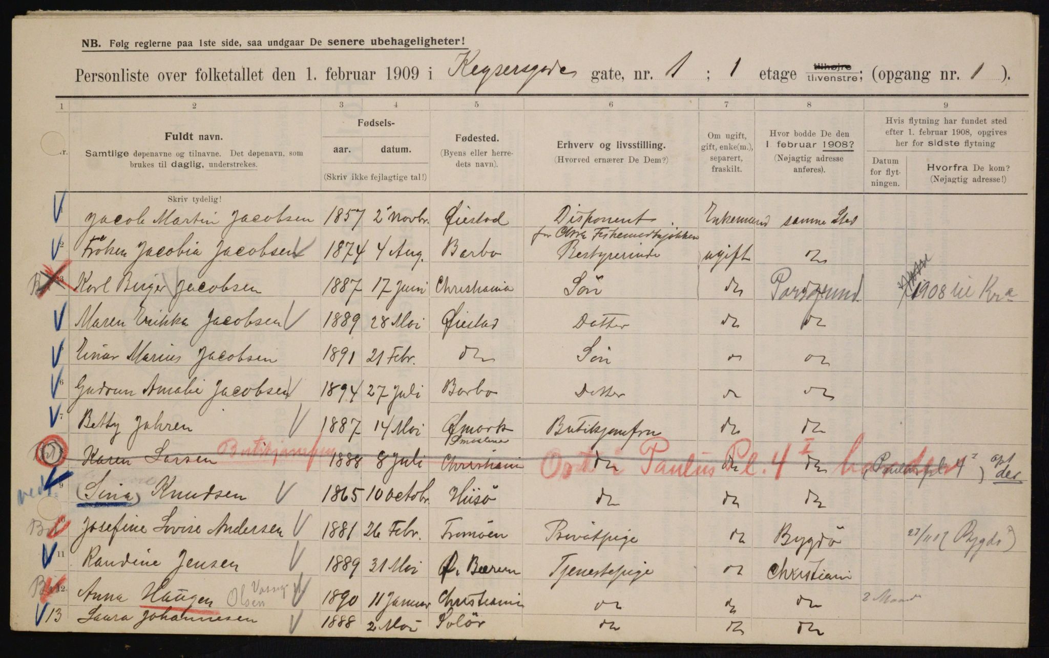 OBA, Municipal Census 1909 for Kristiania, 1909, p. 44863