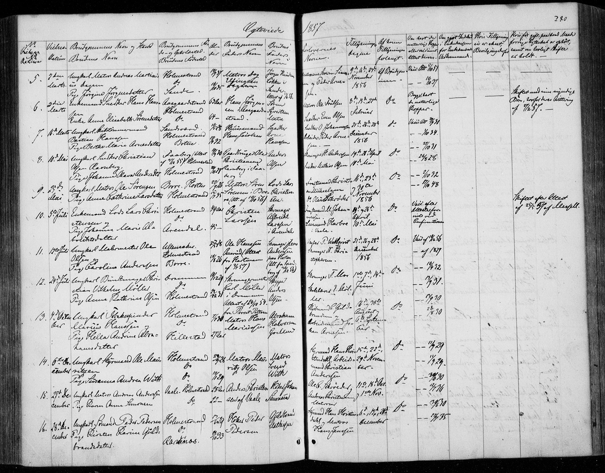 Holmestrand kirkebøker, SAKO/A-346/F/Fa/L0002: Parish register (official) no. 2, 1840-1866, p. 280