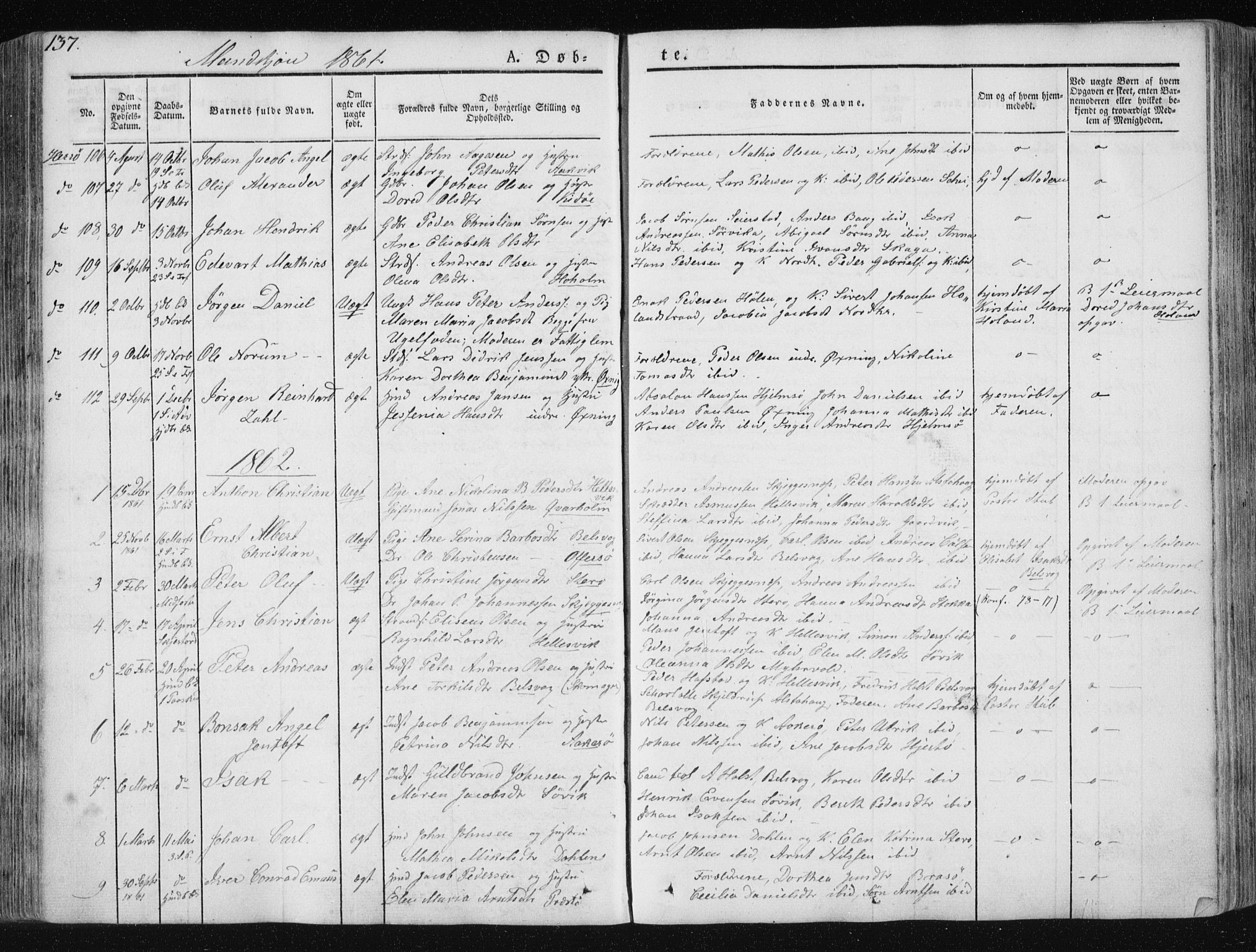 Ministerialprotokoller, klokkerbøker og fødselsregistre - Nordland, SAT/A-1459/830/L0446: Parish register (official) no. 830A10, 1831-1865, p. 137