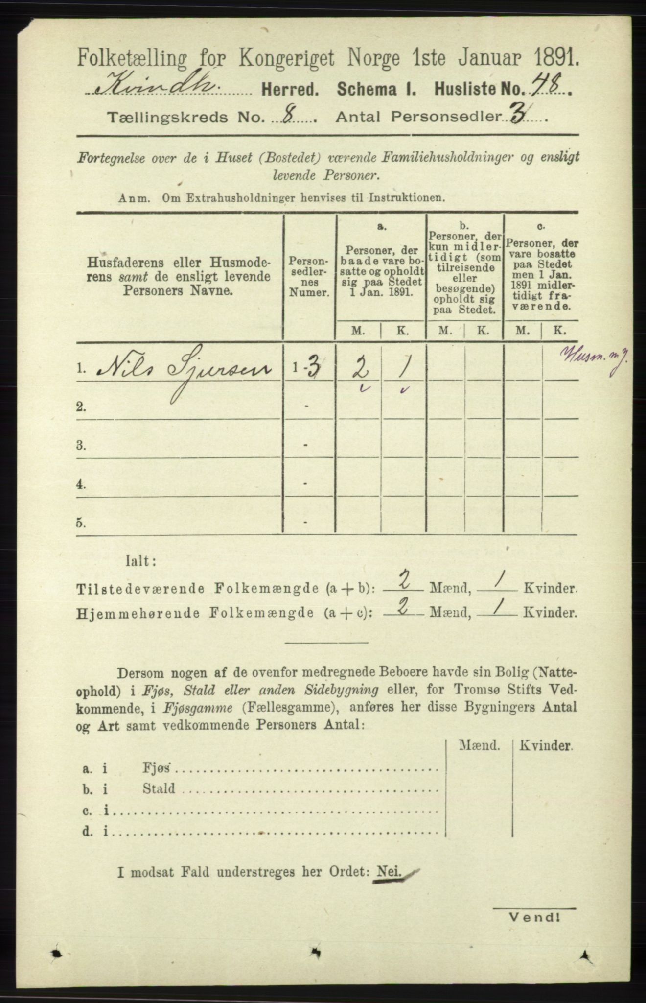 RA, 1891 census for 1224 Kvinnherad, 1891, p. 2969