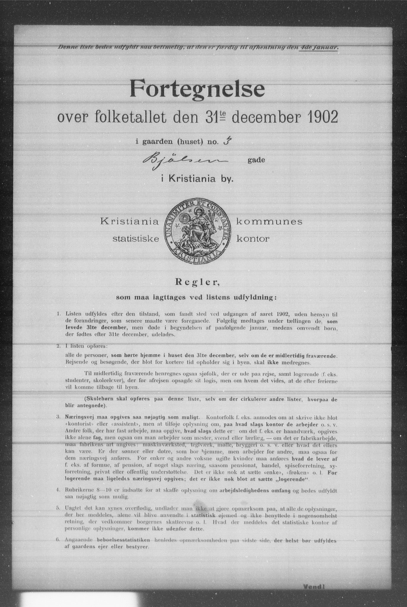 OBA, Municipal Census 1902 for Kristiania, 1902, p. 1253