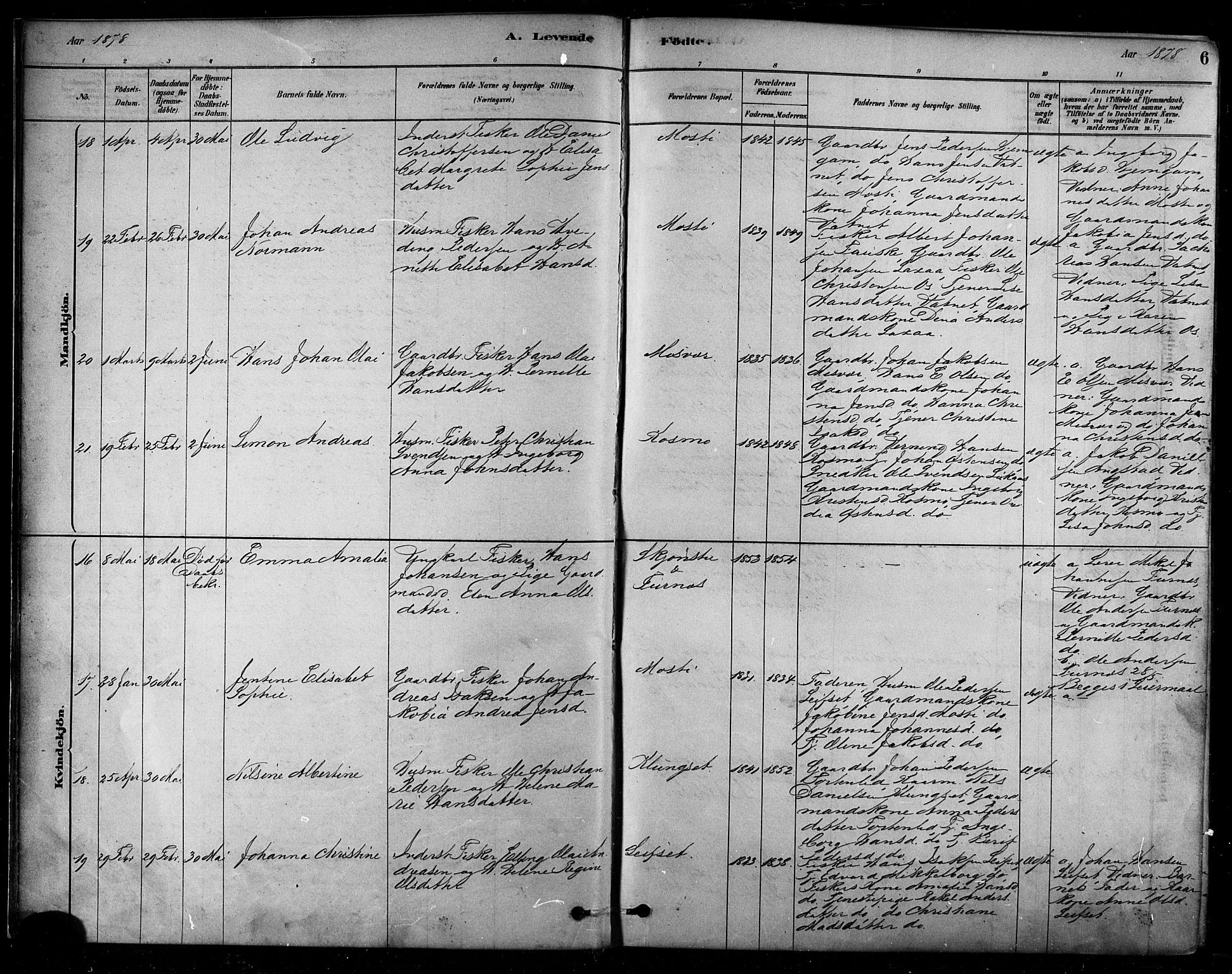 Ministerialprotokoller, klokkerbøker og fødselsregistre - Nordland, AV/SAT-A-1459/852/L0740: Parish register (official) no. 852A10, 1878-1894, p. 6