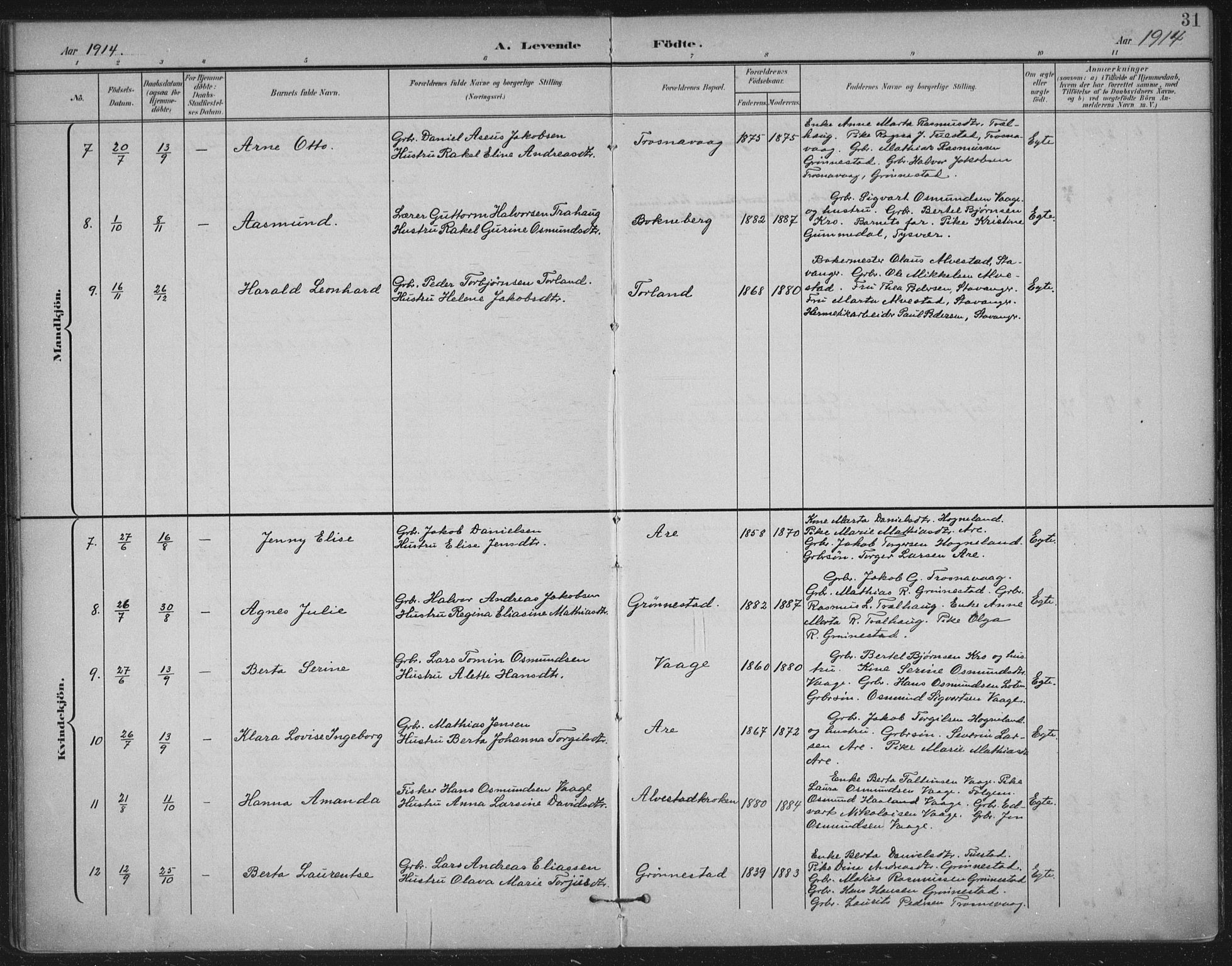 Tysvær sokneprestkontor, AV/SAST-A -101864/H/Ha/Haa/L0009: Parish register (official) no. A 9, 1898-1925, p. 31