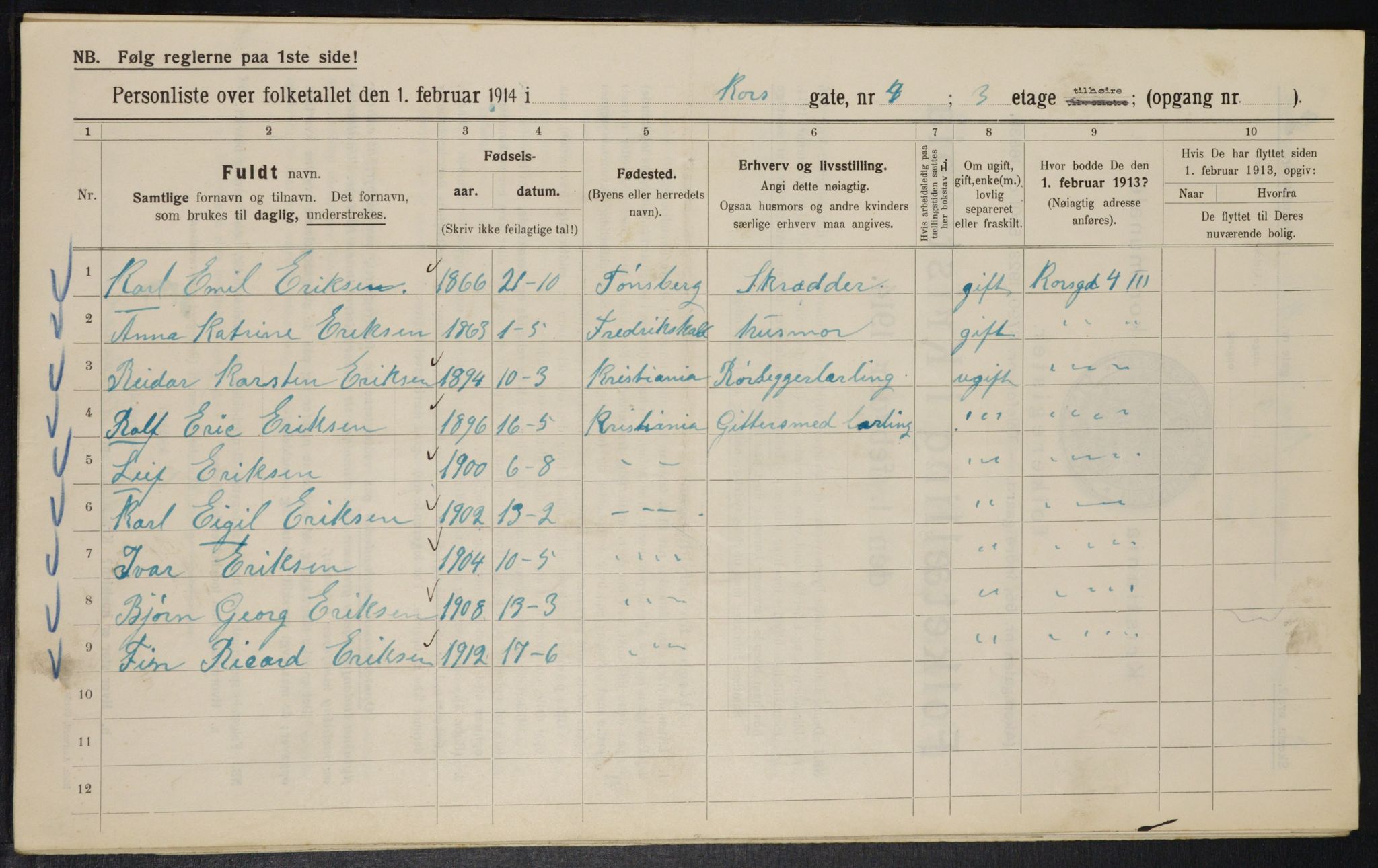 OBA, Municipal Census 1914 for Kristiania, 1914, p. 53352