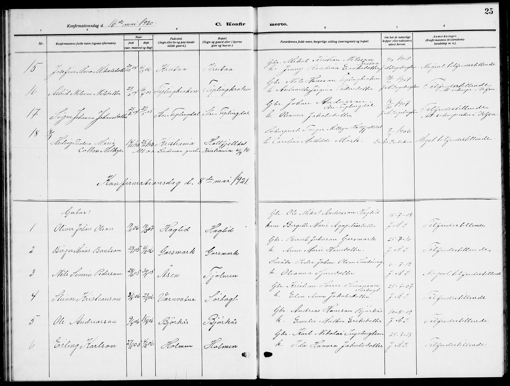 Ministerialprotokoller, klokkerbøker og fødselsregistre - Nordland, AV/SAT-A-1459/823/L0332: Parish register (copy) no. 823C04, 1907-1944, p. 25