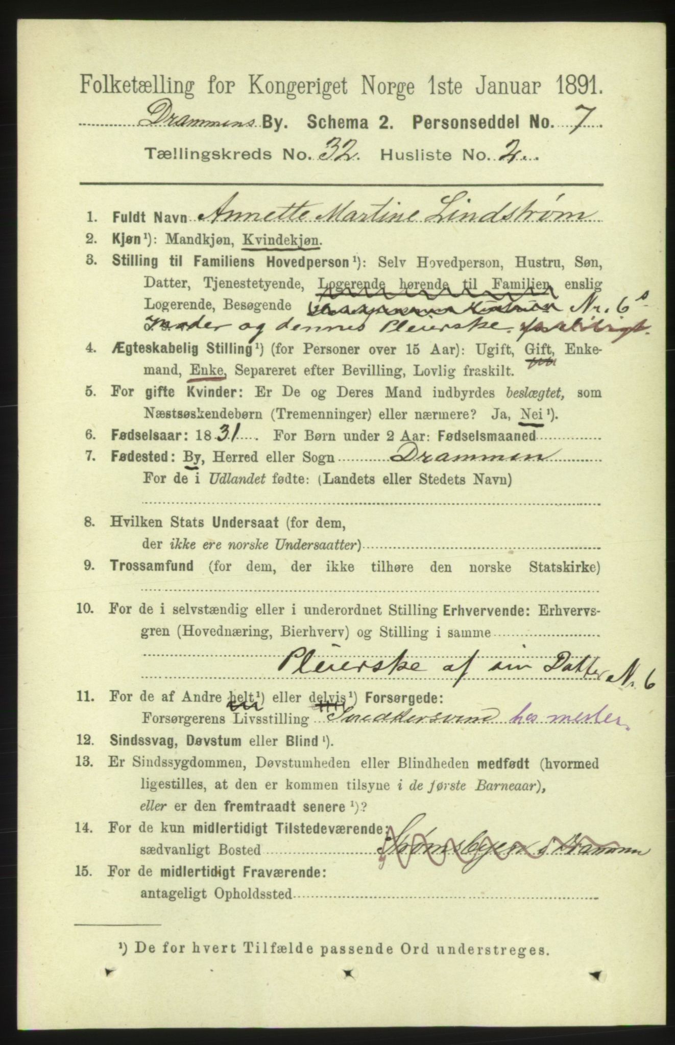 RA, 1891 census for 0602 Drammen, 1891, p. 19286