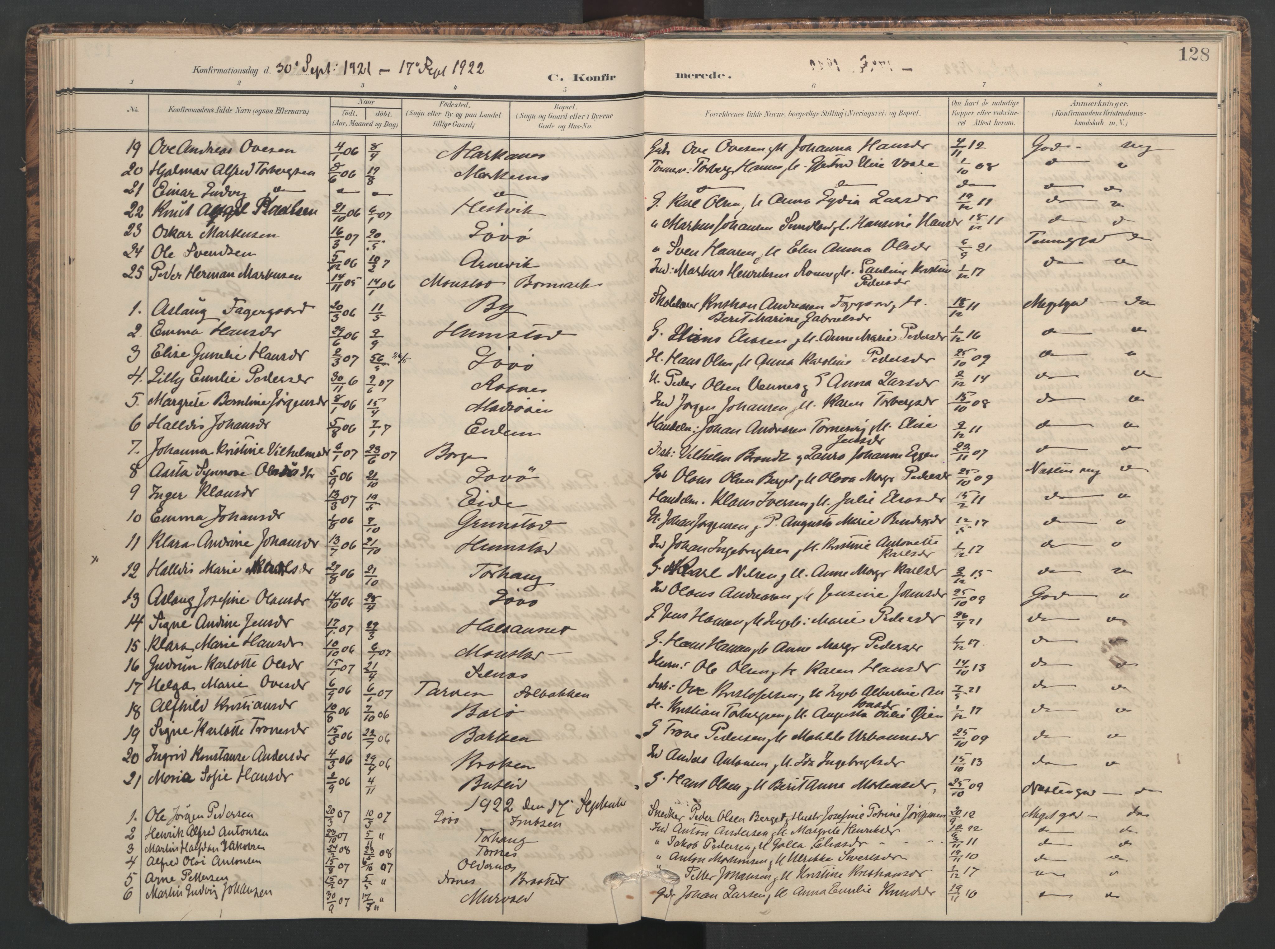 Ministerialprotokoller, klokkerbøker og fødselsregistre - Sør-Trøndelag, SAT/A-1456/655/L0682: Parish register (official) no. 655A11, 1908-1922, p. 128