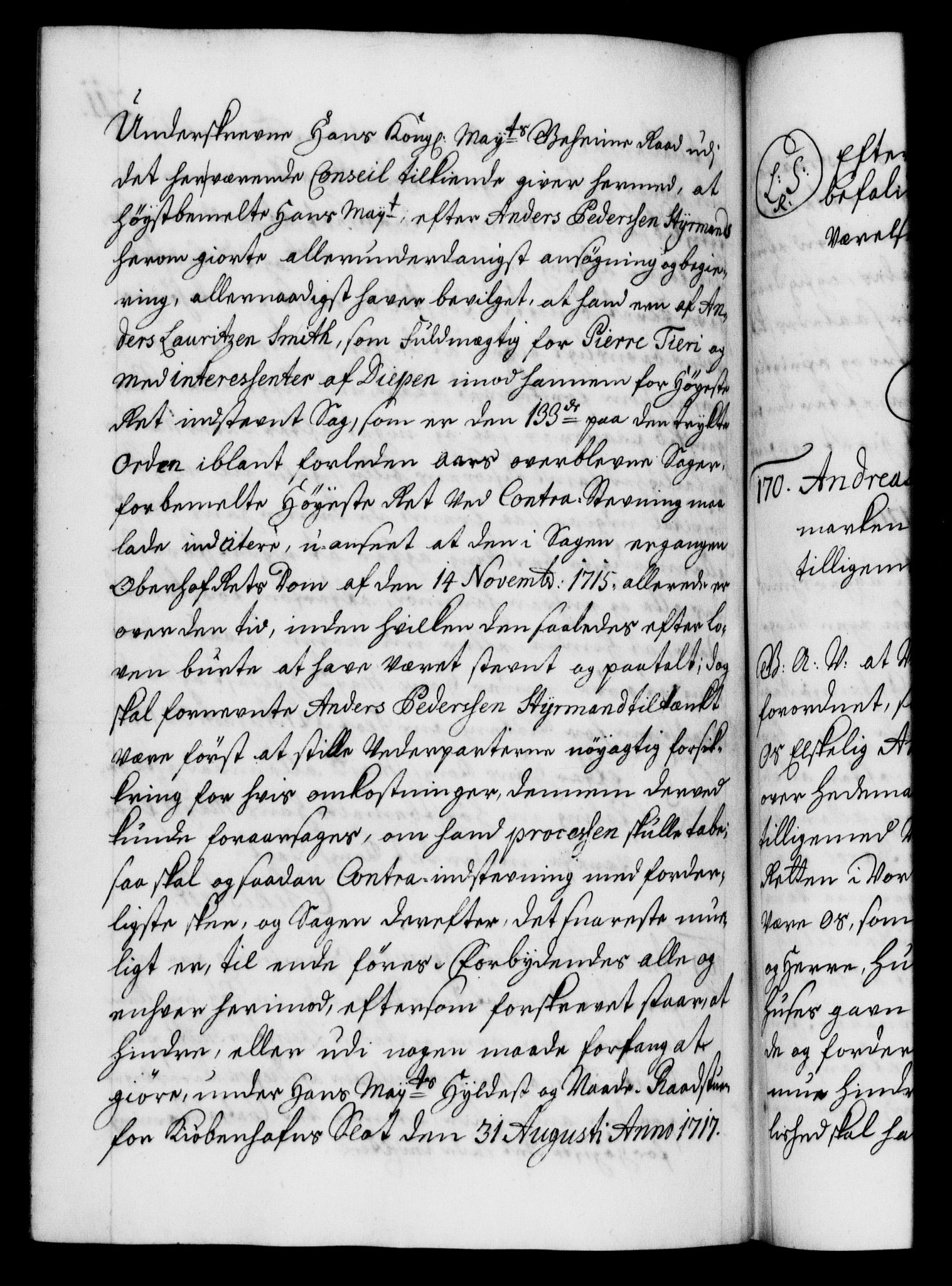 Danske Kanselli 1572-1799, AV/RA-EA-3023/F/Fc/Fca/Fcaa/L0022: Norske registre, 1716-1719, p. 211b