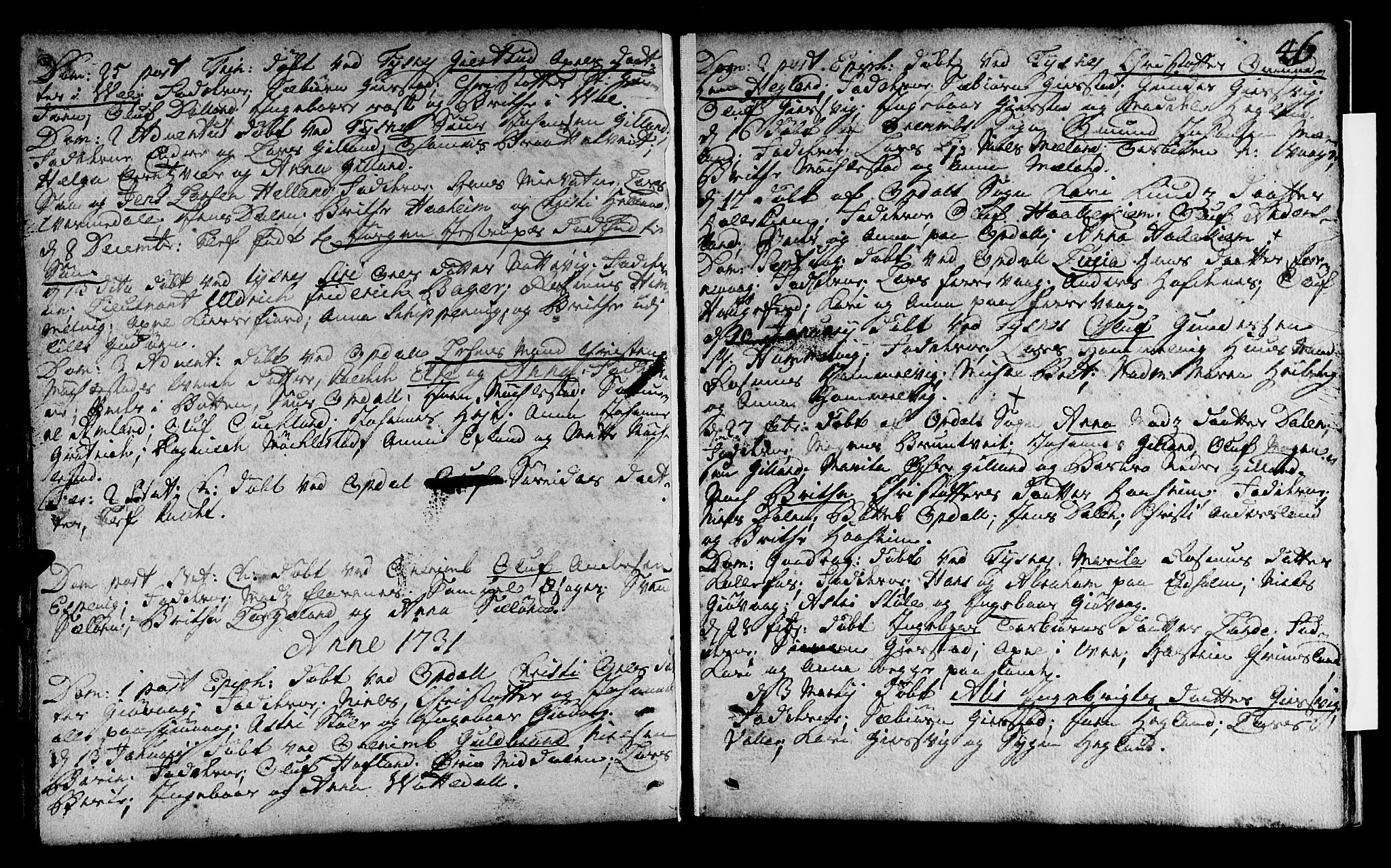 Tysnes sokneprestembete, SAB/A-78601/H/Haa: Parish register (official) no. A 1, 1723-1731, p. 46