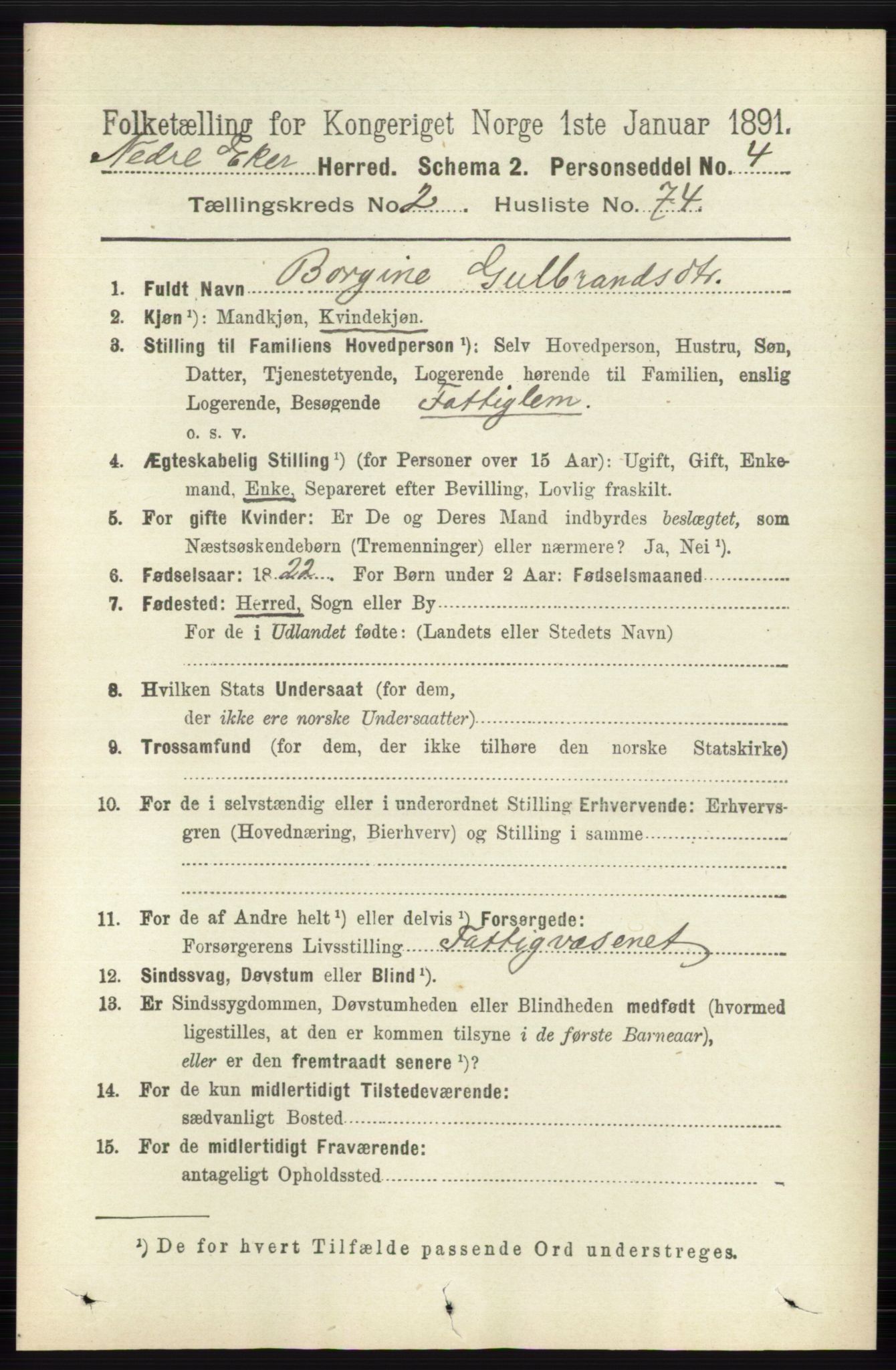 RA, 1891 census for 0625 Nedre Eiker, 1891, p. 936