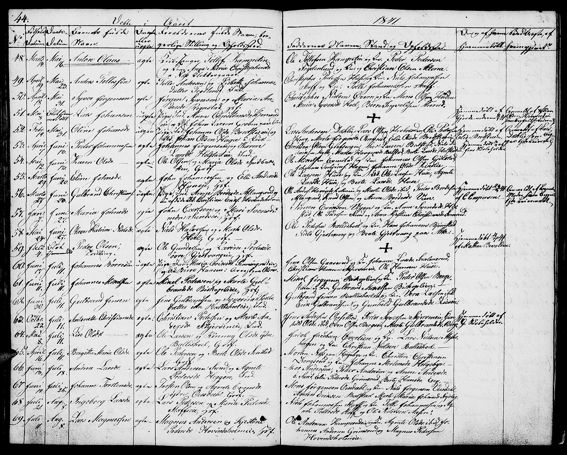 Nes prestekontor, Hedmark, AV/SAH-PREST-020/L/La/L0004: Parish register (copy) no. 4, 1832-1861, p. 44