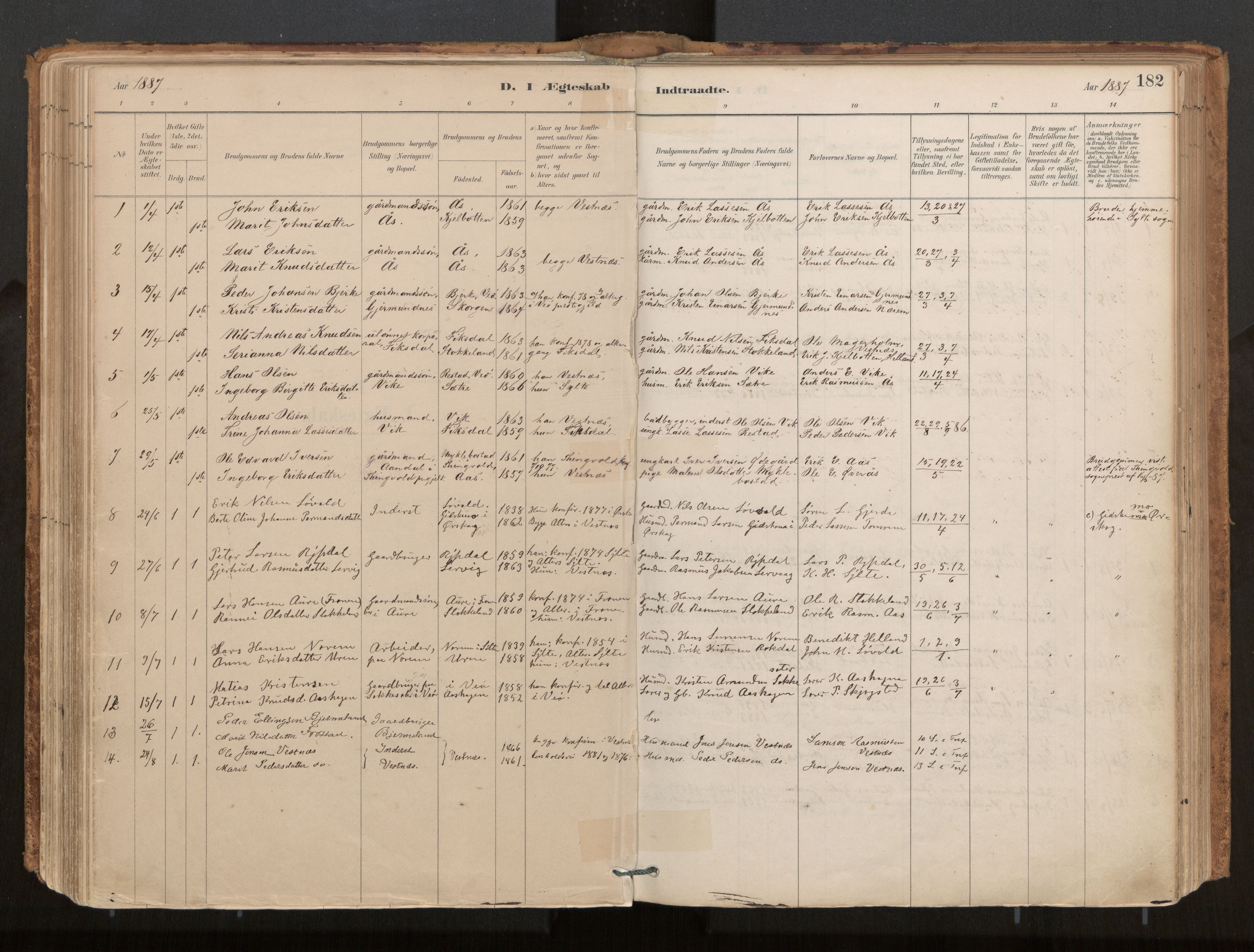 Ministerialprotokoller, klokkerbøker og fødselsregistre - Møre og Romsdal, SAT/A-1454/539/L0531: Parish register (official) no. 539A04, 1887-1913, p. 182