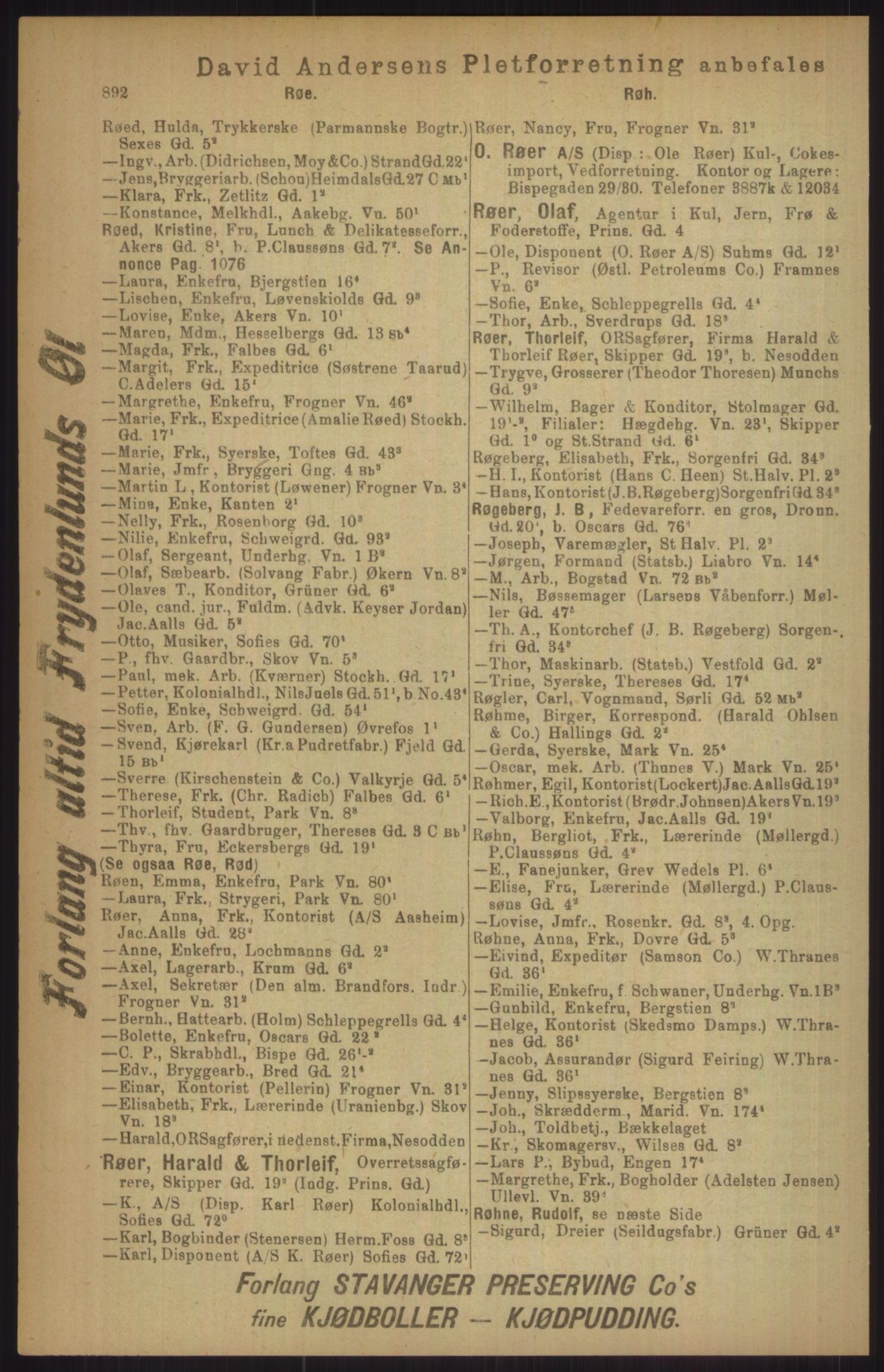 Kristiania/Oslo adressebok, PUBL/-, 1911, p. 892