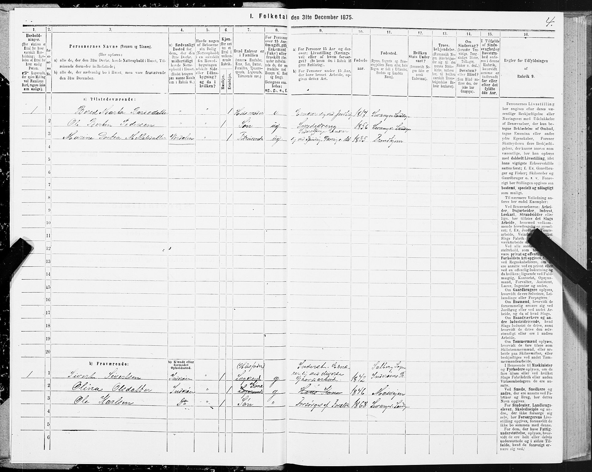 SAT, 1875 census for 1720L Levanger/Levanger, 1875, p. 1004